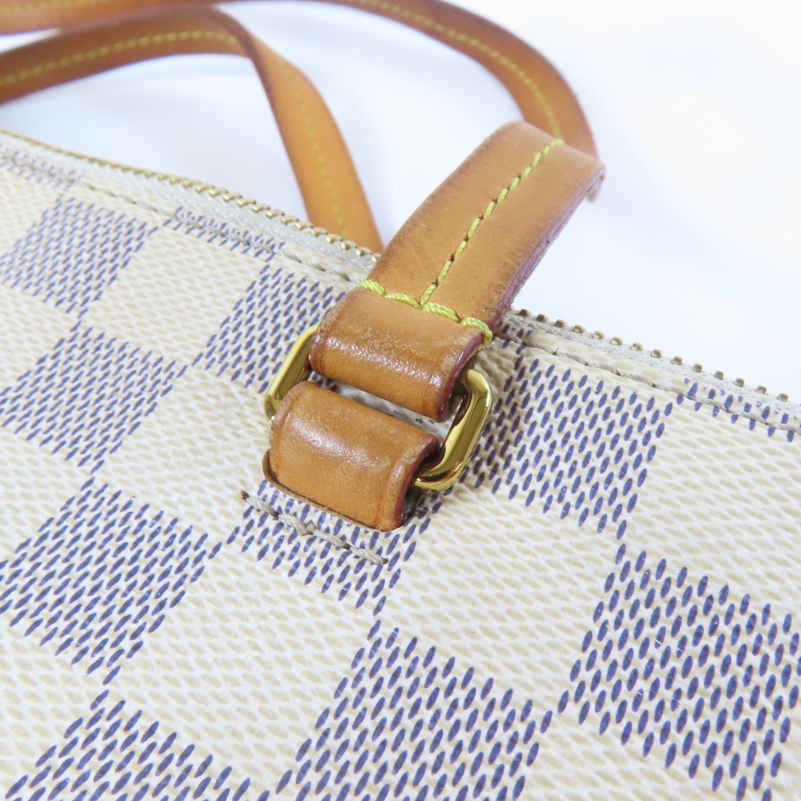 LOUIS VUITTON 【激減優惠】Damier Azur Tote Bag金扣肩背袋白色