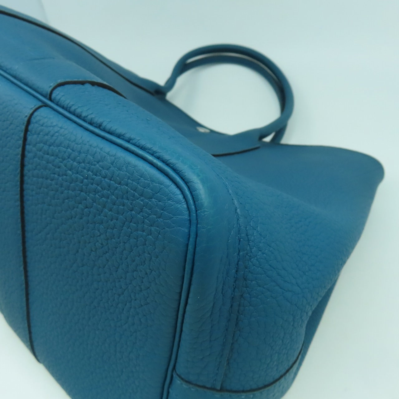 HERMES **【清倉大減價】Negonda皮革GardenParty PM銀扣手挽袋藍色
