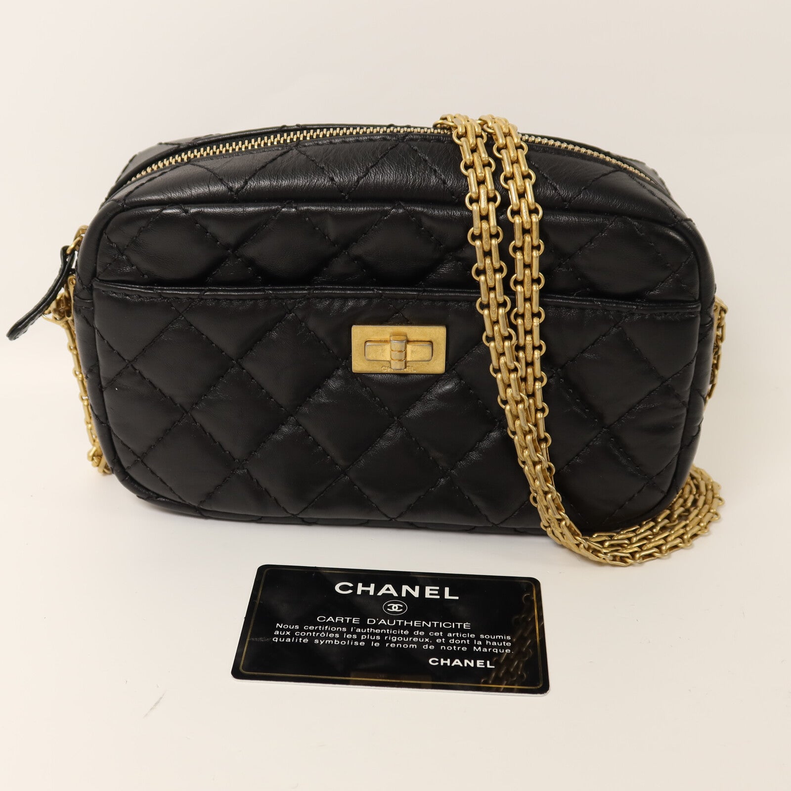 CHANEL 牛皮皮革Small Reissue 2.55 Camera Bag金扣鏈帶肩背袋