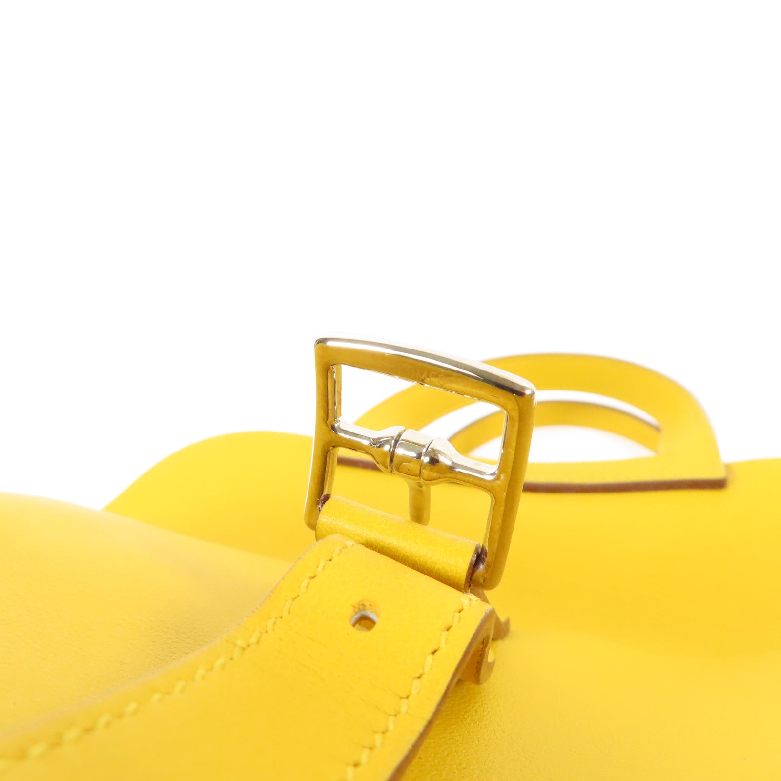 HERMES Swift皮革Mini Halzan銀扣手挽肩背兩用袋Jaune Ambre