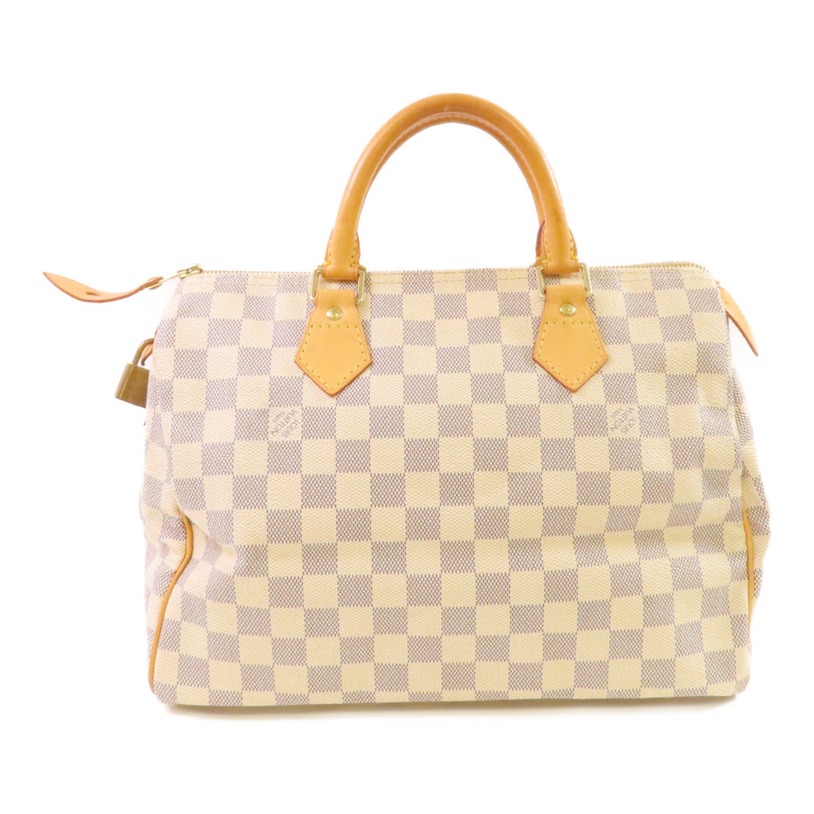 LOUIS VUITTON Damier Azur Speedy 30 Hand Bag金扣手挽袋米白色