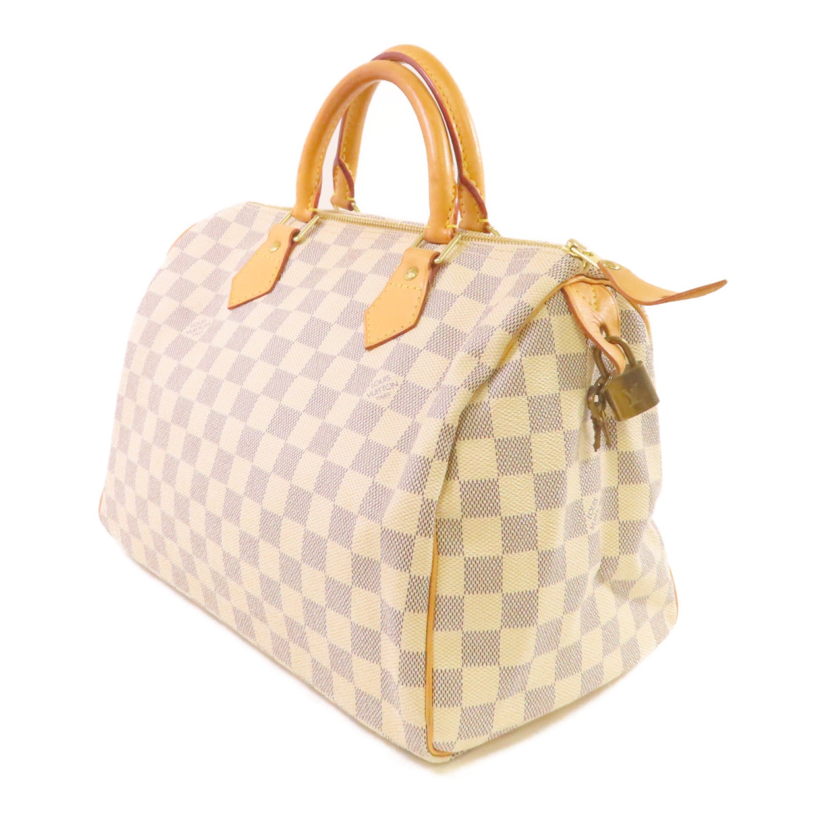 LOUIS VUITTON Damier Azur Speedy 30 Hand Bag金扣手挽袋米白色
