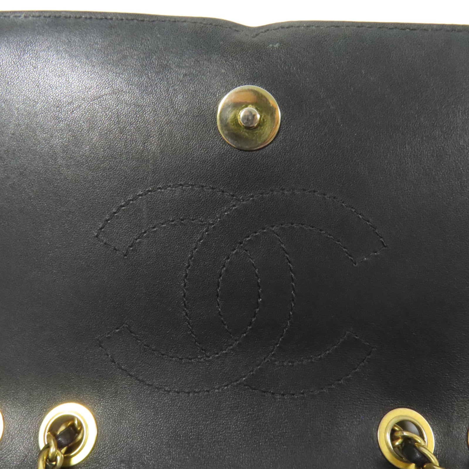 CHANEL 牛皮皮革Chain Shoulder金扣肩背袋