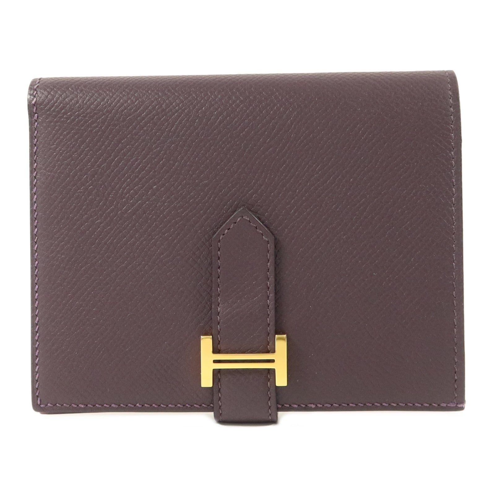HERMES Epsom皮革Bearn Compact Wallet錢包Anemone/Raisin