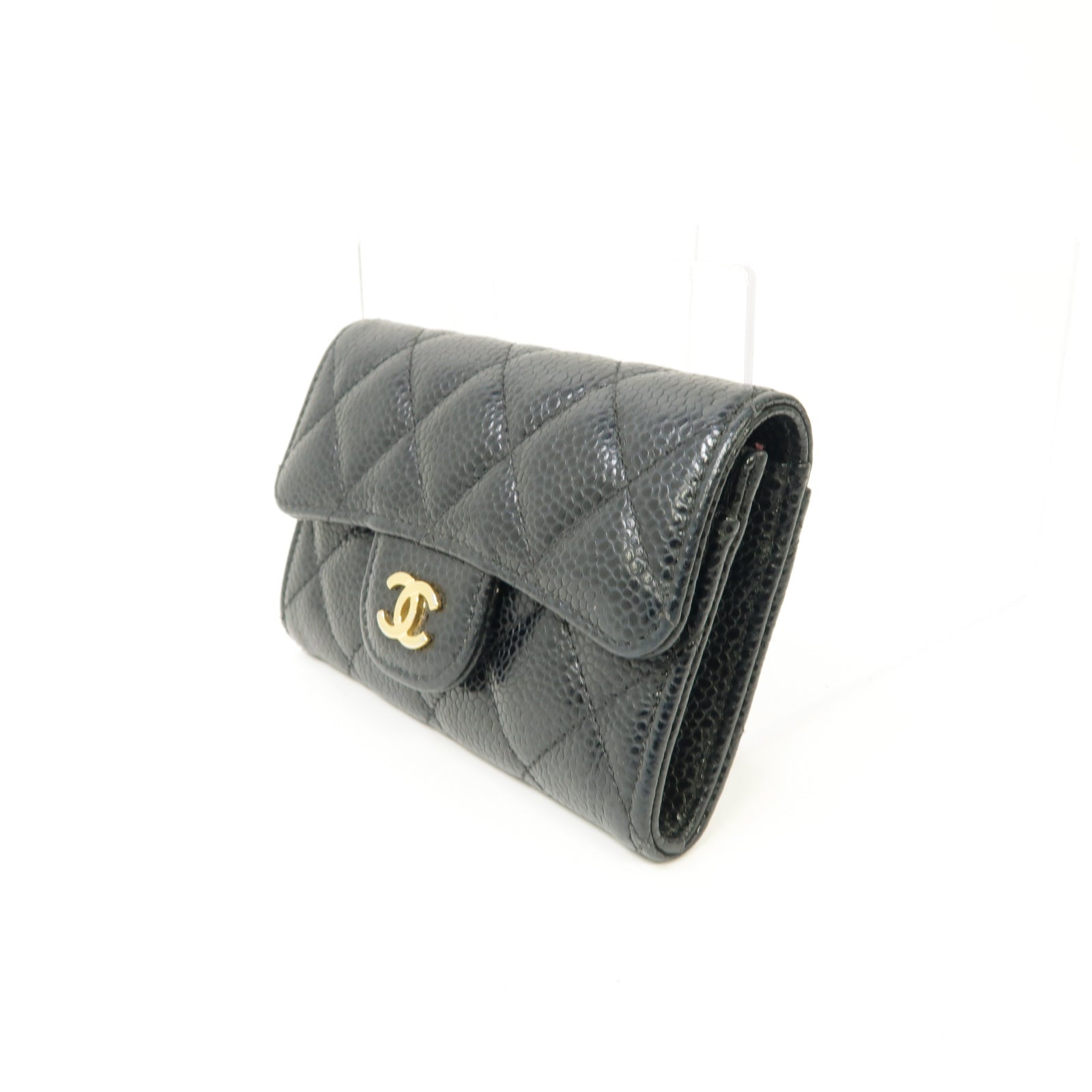 CHANEL 菱格Caviar皮革Classic Flap Card Holder金扣卡片套黑色