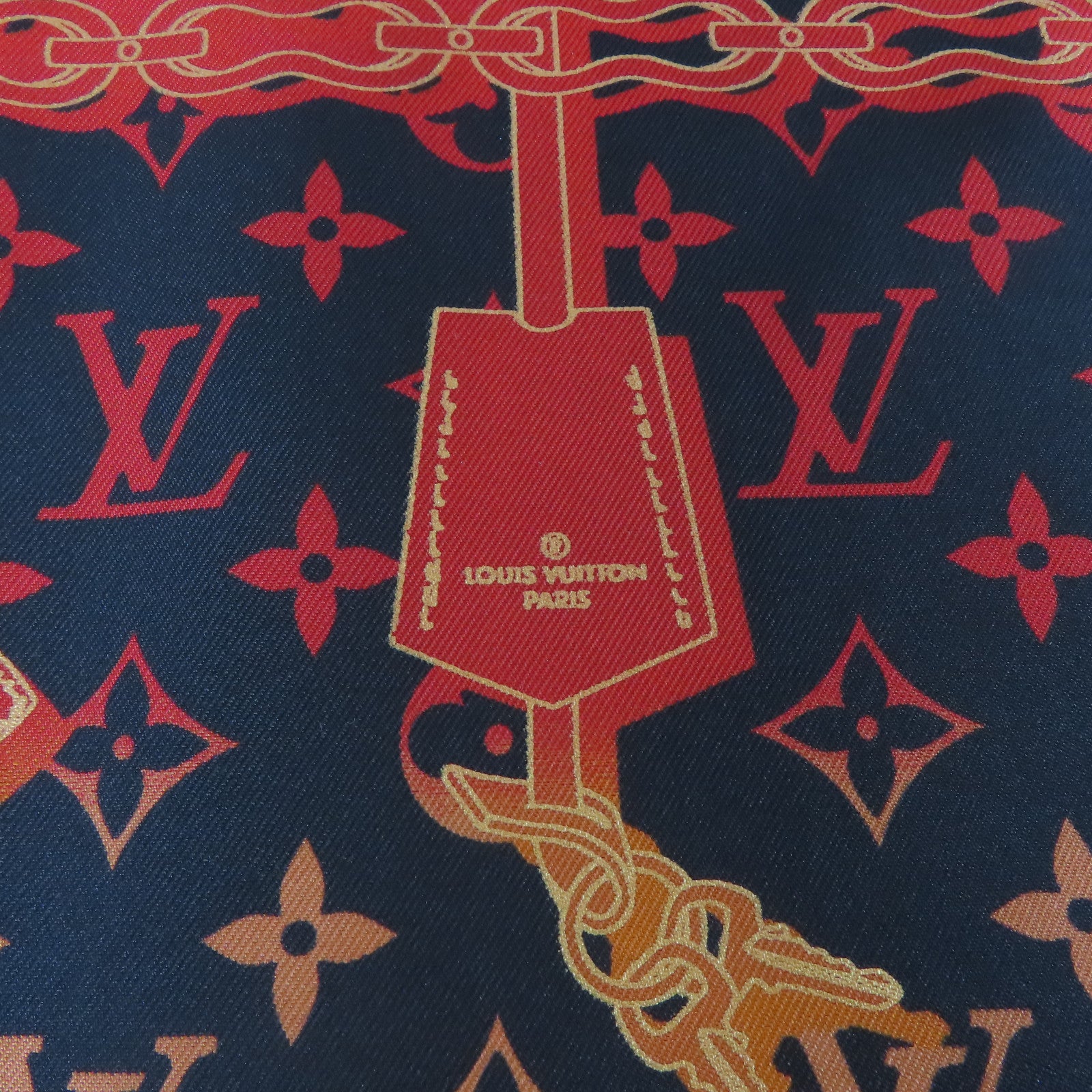 LOUIS VUITTON 絲質Rising Confidential Scarf絲巾紅色/黑色/粉紅色/橙色