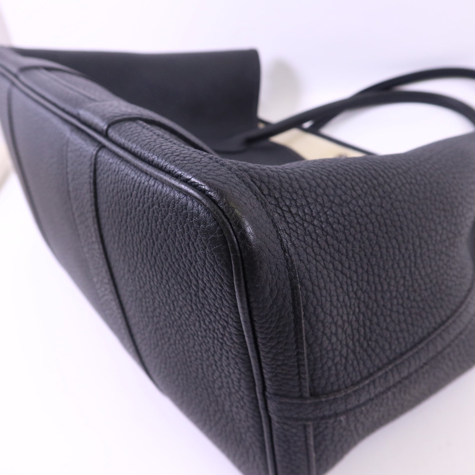 HERMES Negonda皮革Garden Party PM銀扣手挽袋Noir