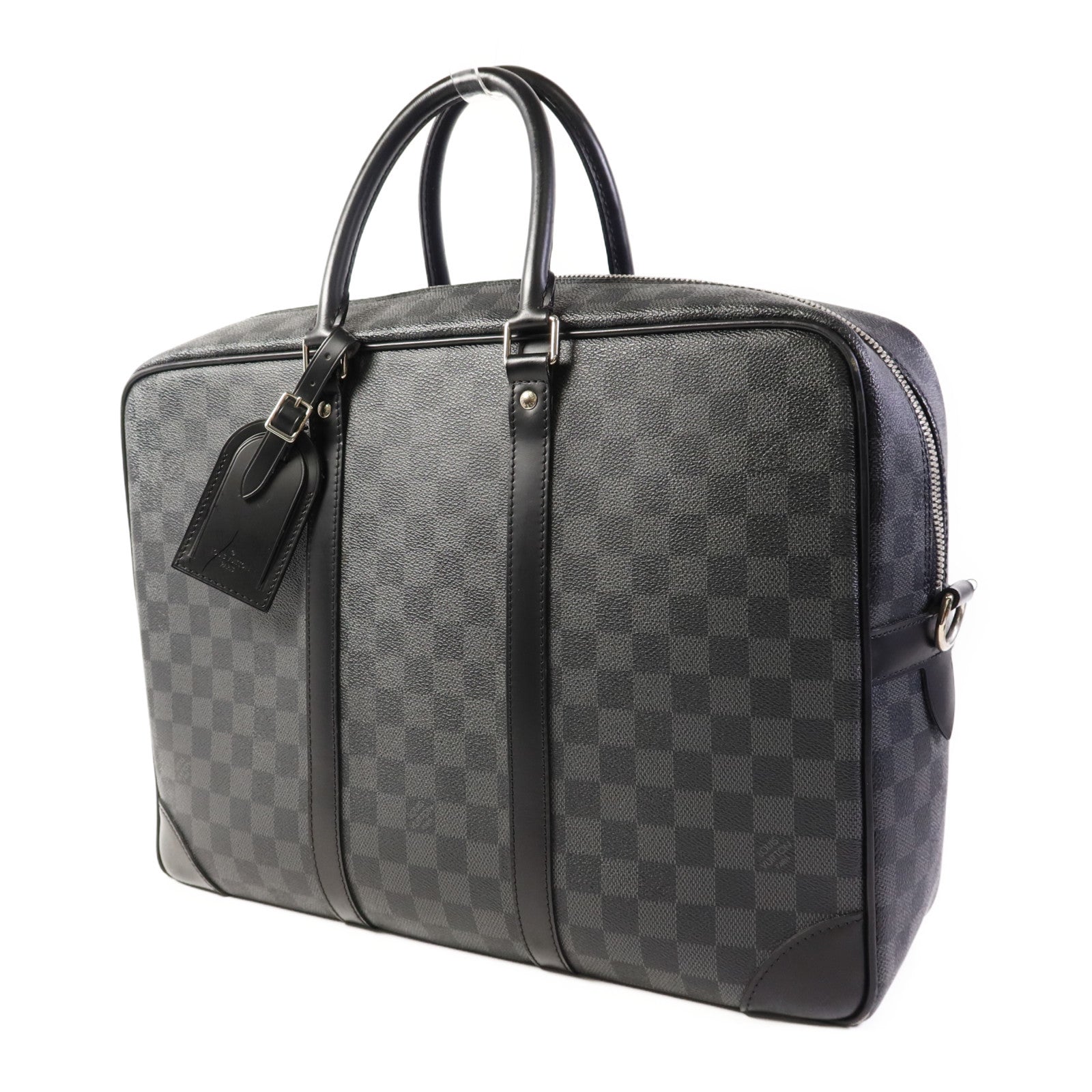 LOUIS VUITTON Damier Graphite Porte Documents Voyage銀扣肩背袋