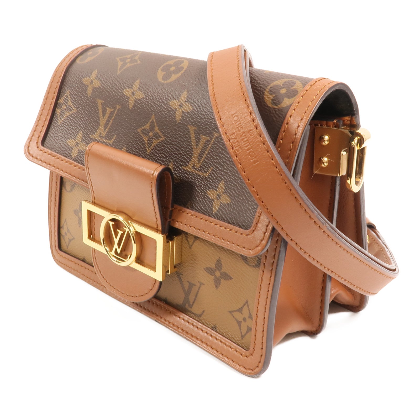 LOUIS VUITTON Monogram Reverse Mini Dauphine金扣肩背袋