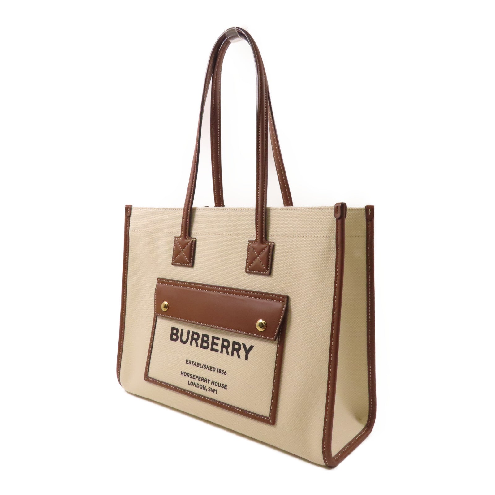BURBERRY 帆布Freya Tote Bag金扣手挽袋