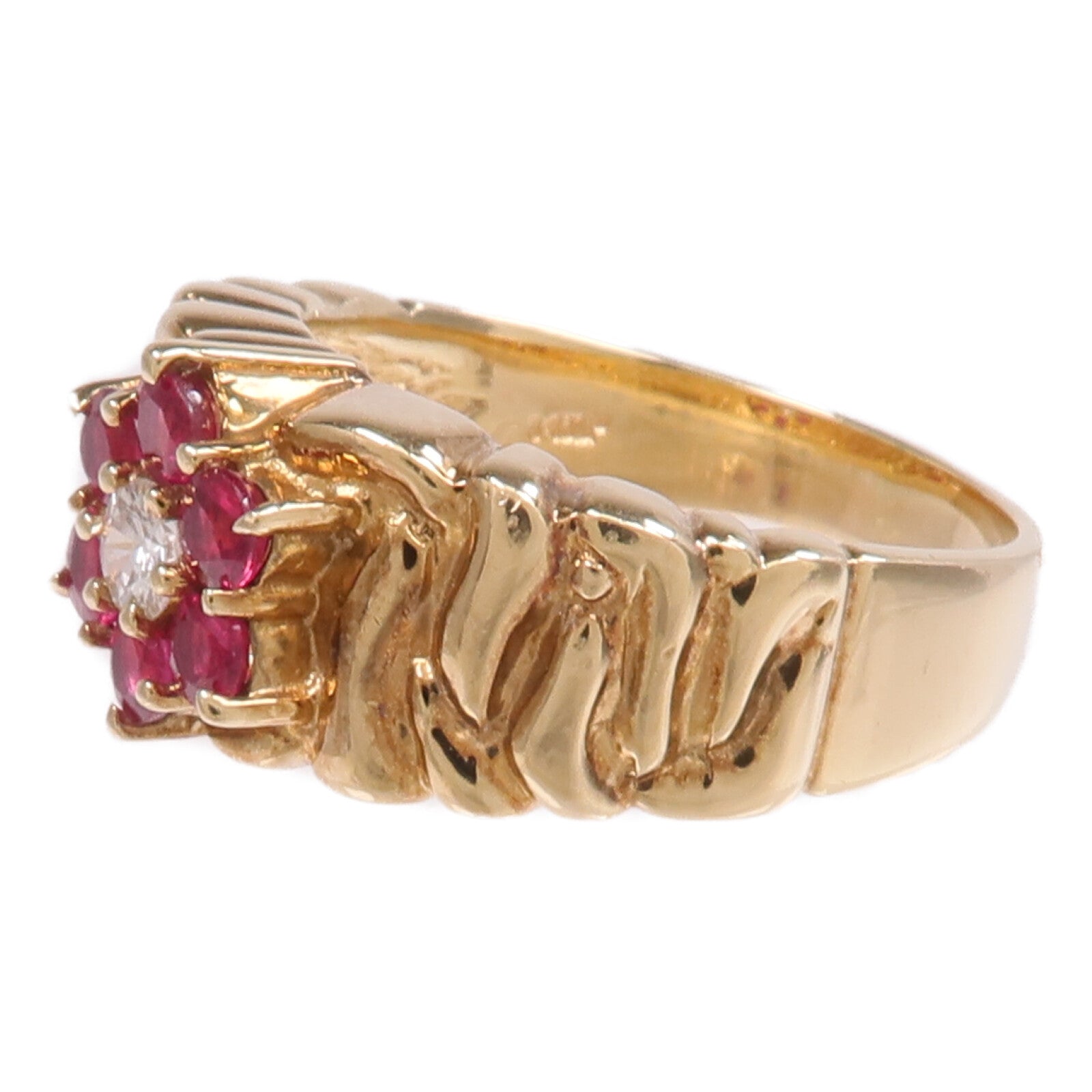 JEWELRY 14K黃金Ruby Diamond Ring紅寶石/鑽石戒指US#6