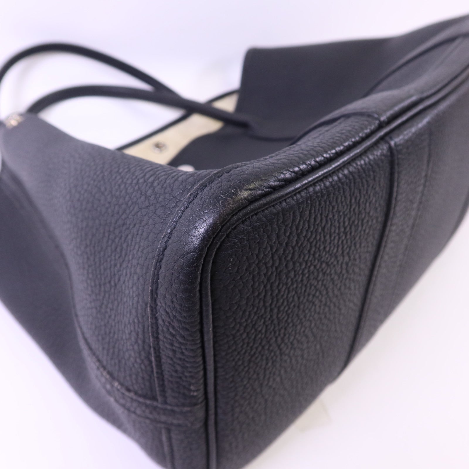 HERMES Negonda皮革Garden Party PM銀扣手挽袋Noir