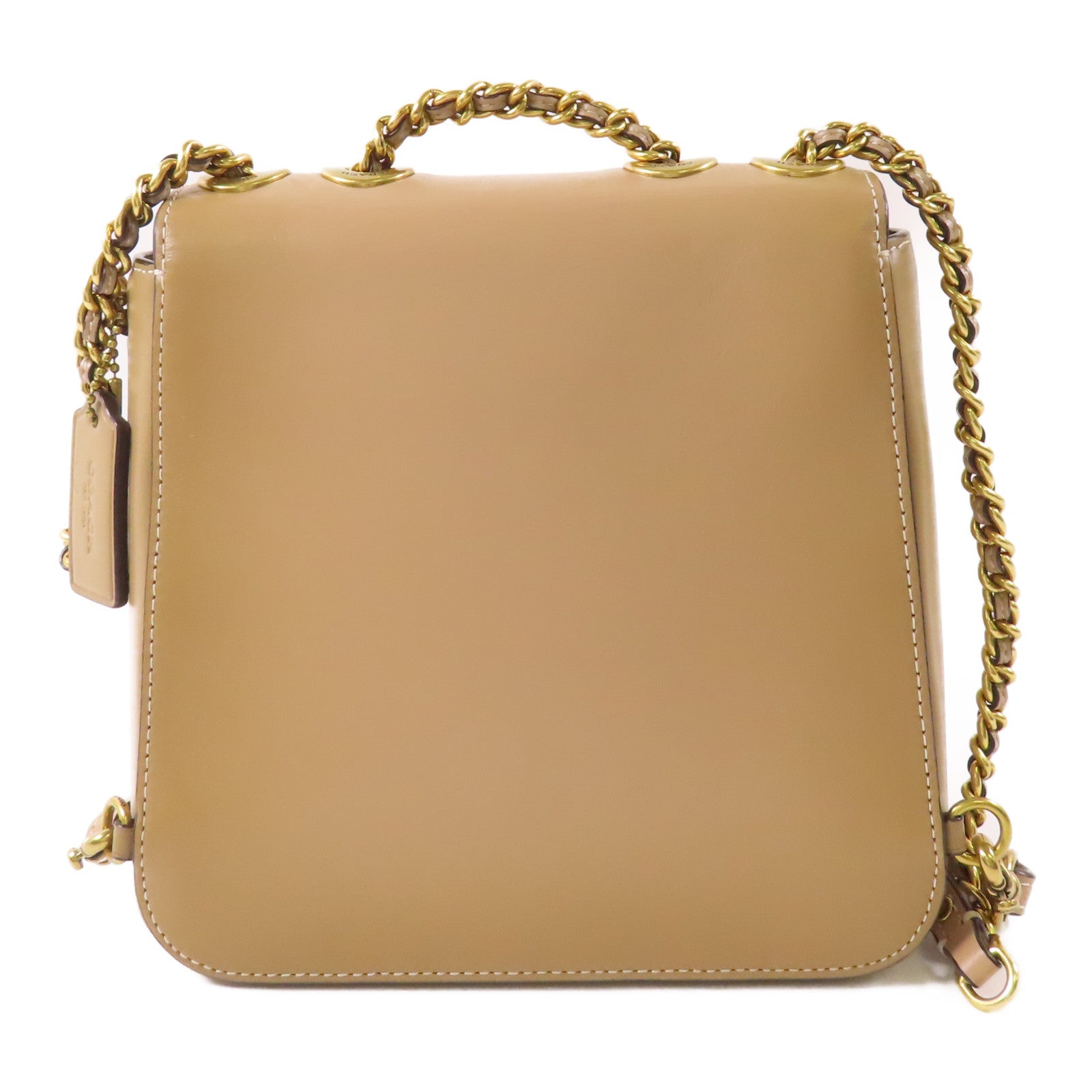 COACH 牛皮皮革Backpack金扣鏈帶背包