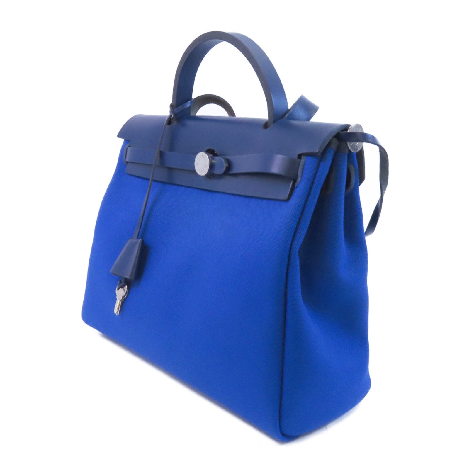 HERMES Toile H帆布Herbag PM銀扣手挽肩背兩用袋