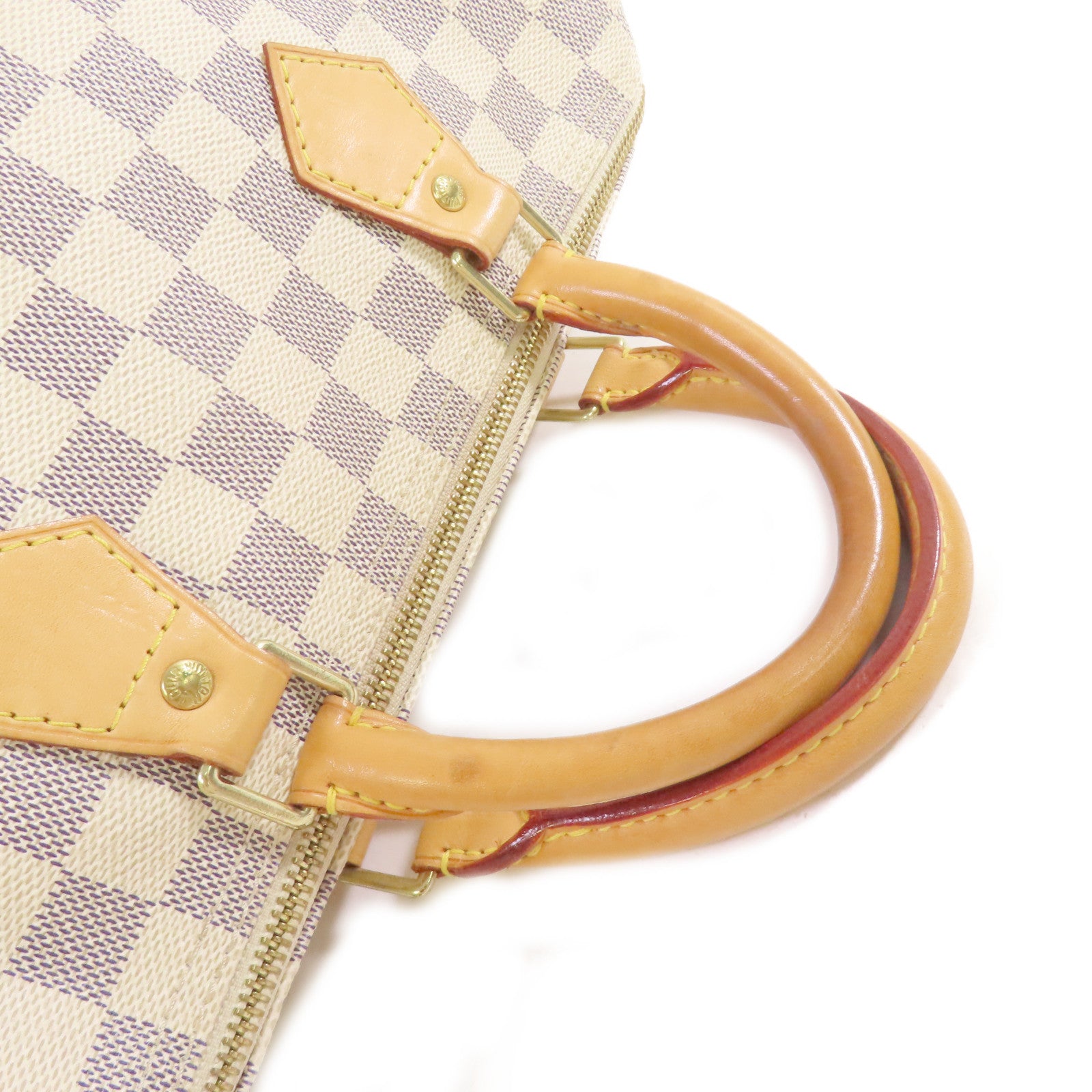 LOUIS VUITTON Damier Azur Speedy 30 Hand Bag金扣手挽袋米白色