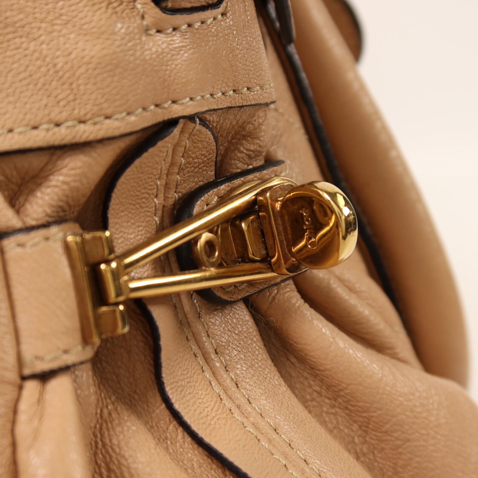 Chloe 牛皮皮革2 Way Shoulder金扣手挽肩背兩用袋