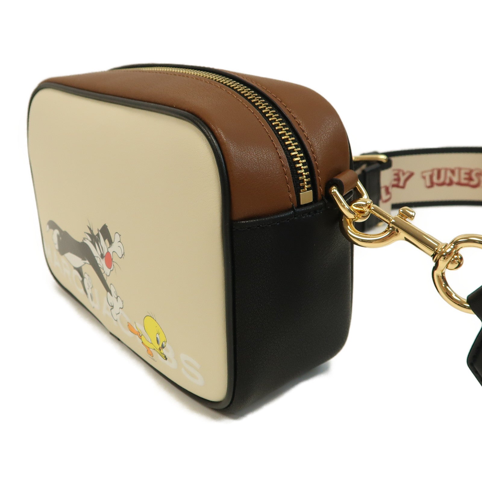MARC JACOBS 牛皮皮革Camera Bag金扣肩背袋米色/啡色