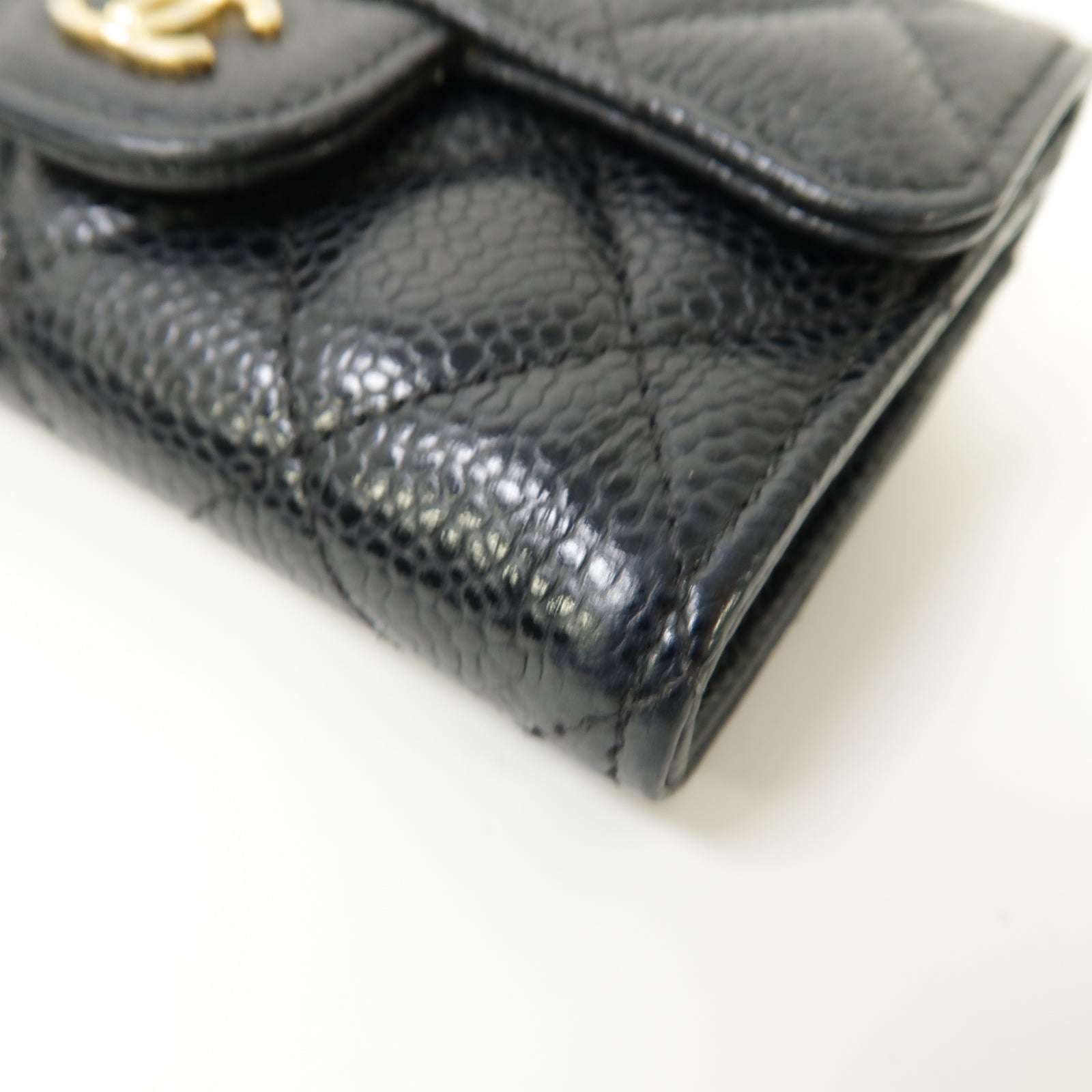 CHANEL 菱格Caviar皮革Classic Flap Card Holder金扣卡片套黑色