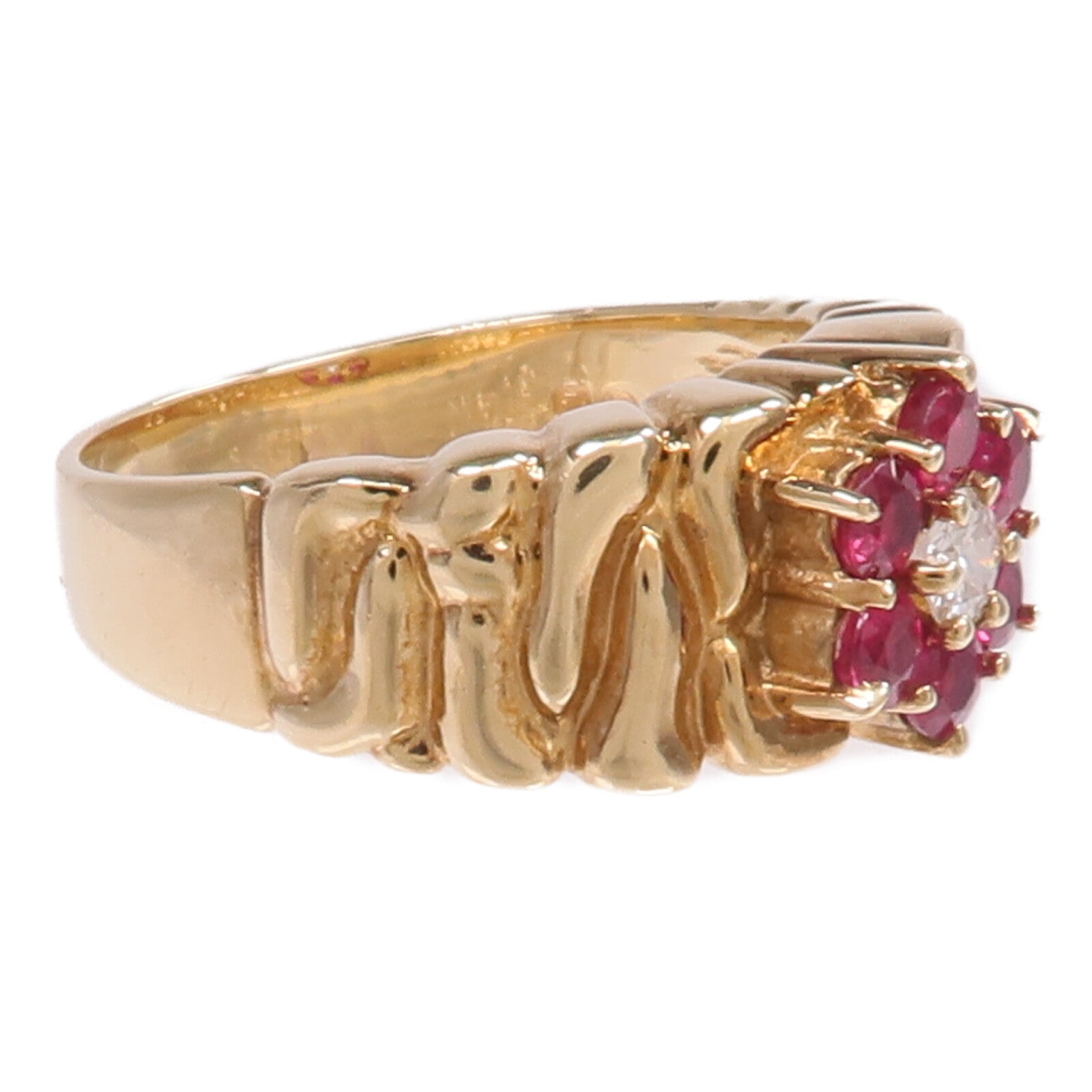 JEWELRY 14K黃金Ruby Diamond Ring紅寶石/鑽石戒指US#6