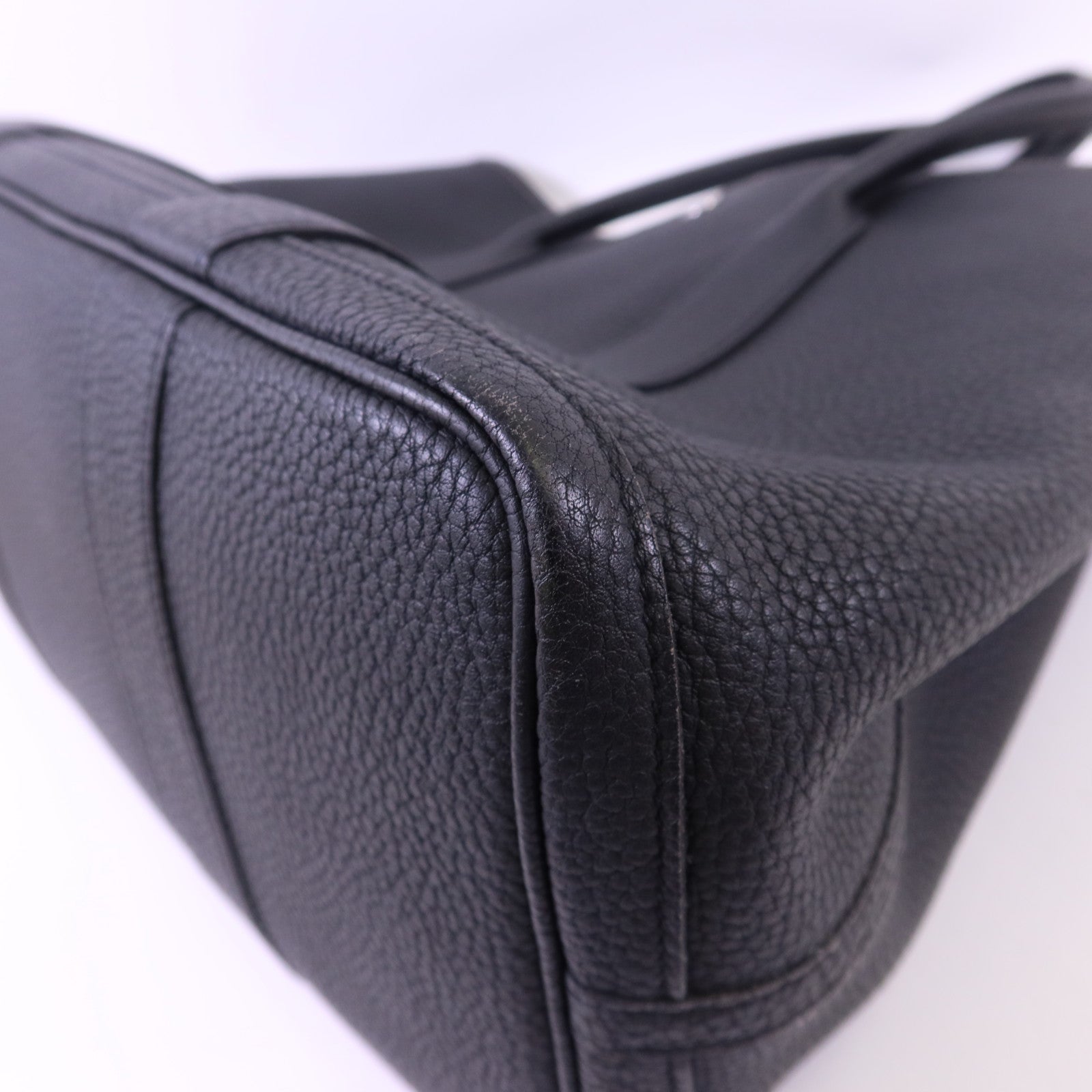 HERMES Negonda皮革Garden Party PM銀扣手挽袋Noir