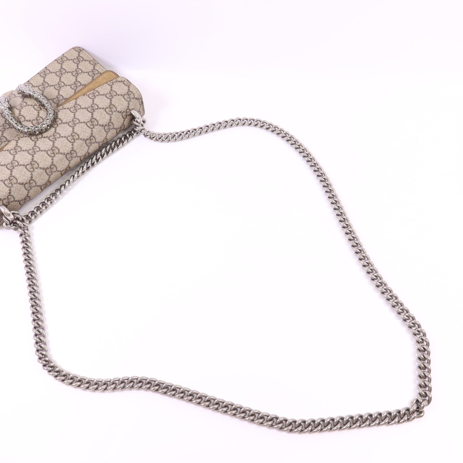 GUCCI 塗層帆布Dionysus Shoulder Bag銀扣鏈帶肩背袋