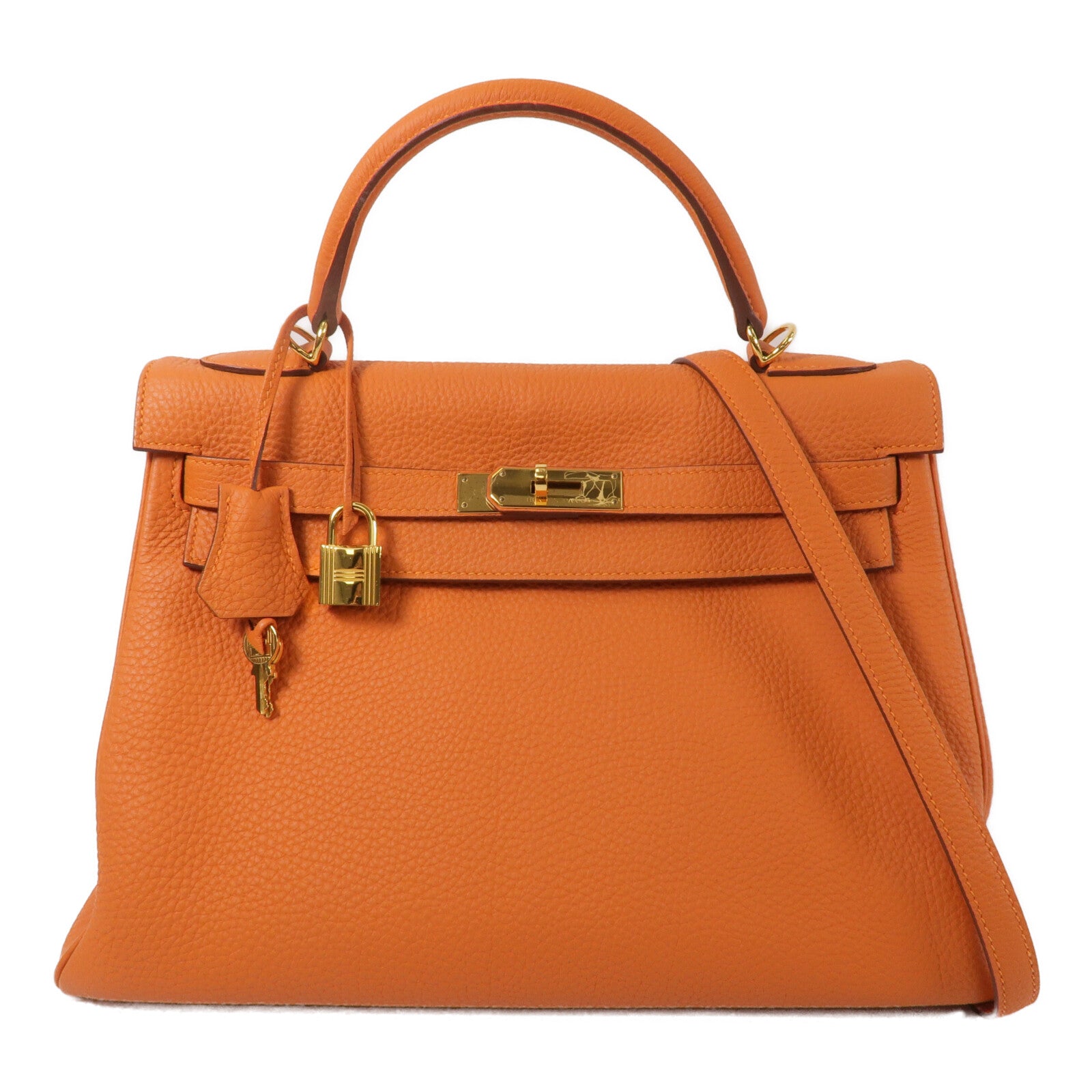 HERMES Togo皮革Kelly 28手挽肩背兩用袋Orange