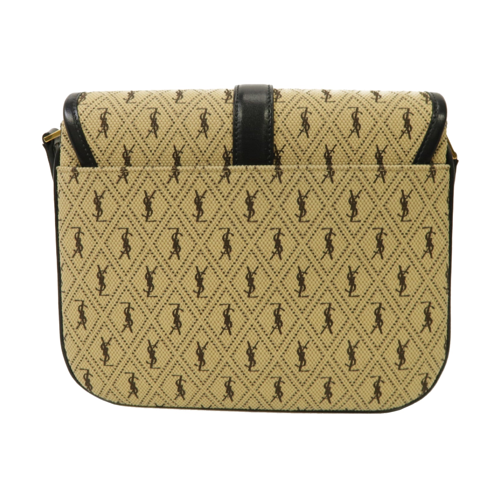 SAINT LAURENT 帆布/牛皮皮革Le Monogramme Shoulder Bag金扣肩背袋米色