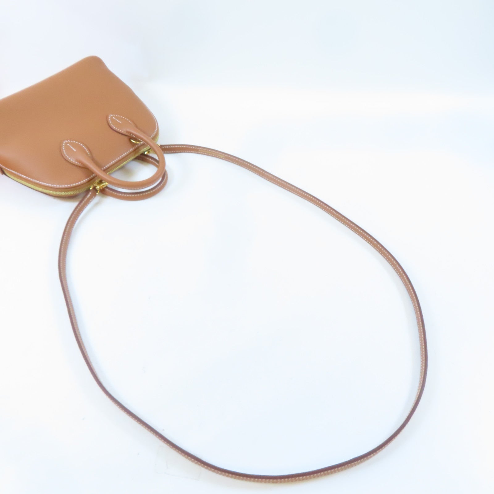 HERMES Evercolor皮革Mini Bolide金扣手挽肩背兩用袋Gold/駝色