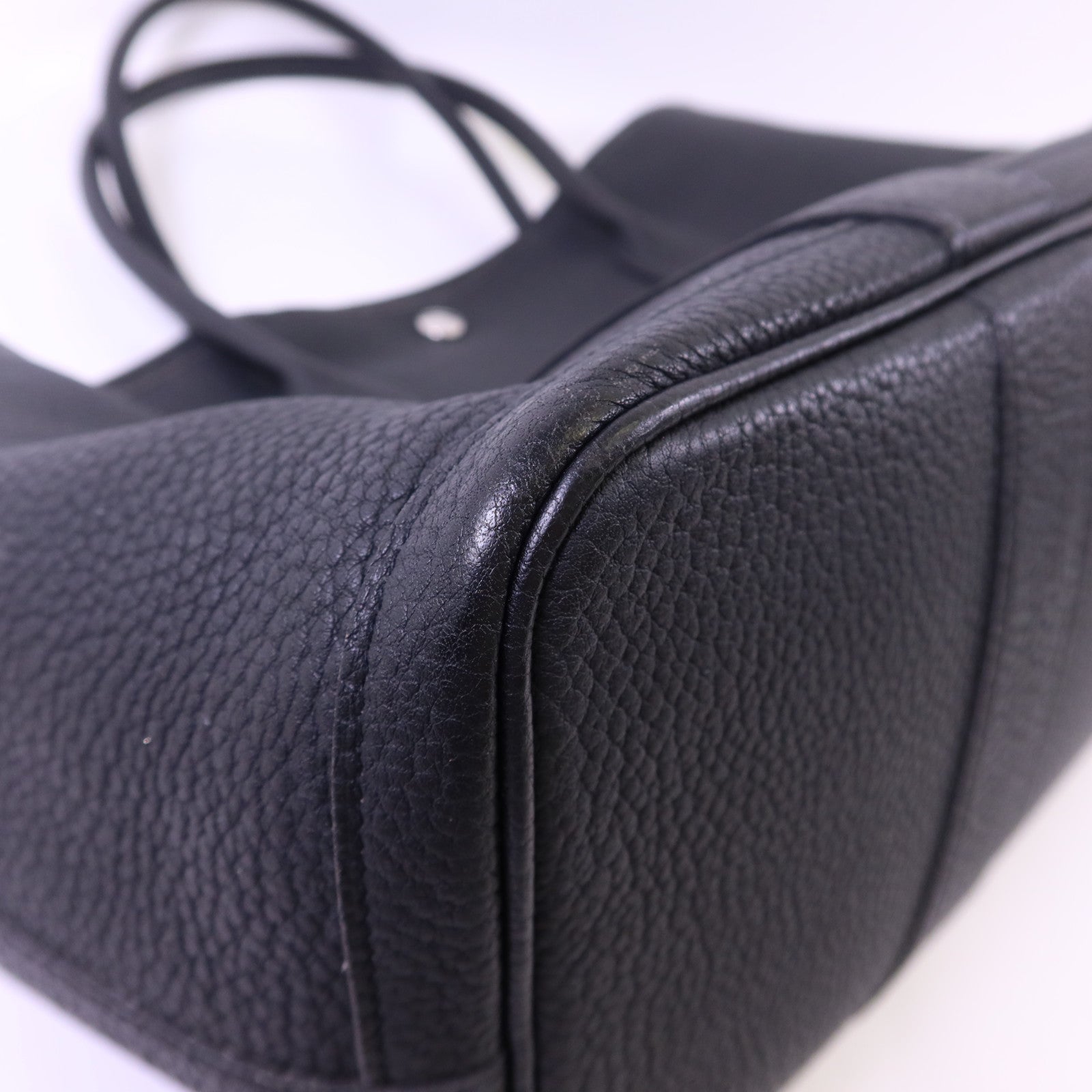 HERMES Negonda皮革Garden Party PM銀扣手挽袋Noir