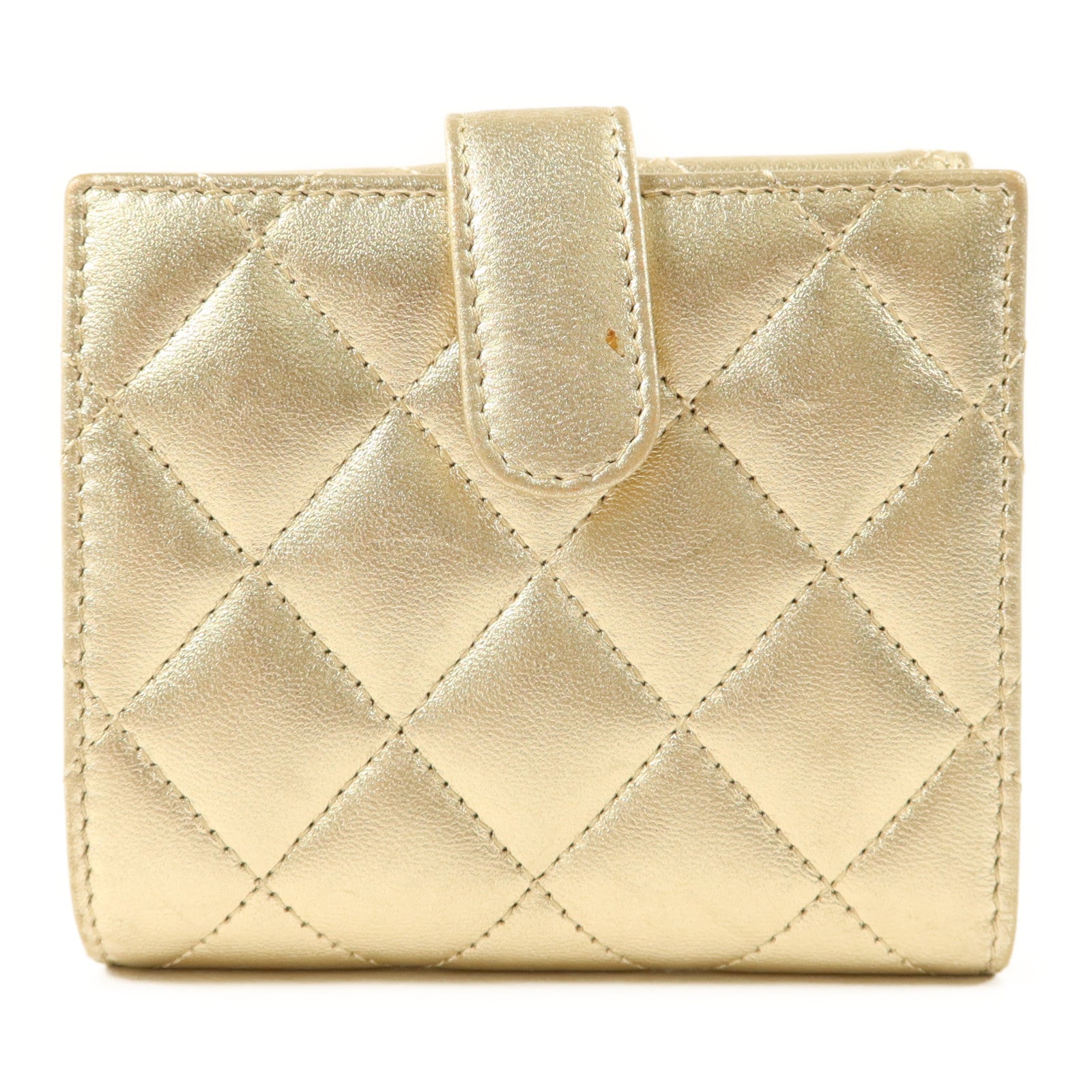 CHANEL 牛皮皮革Bifold Wallet金扣錢包
