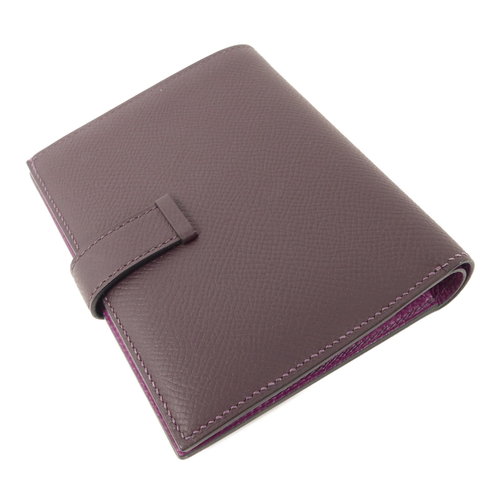 HERMES Epsom皮革Bearn Compact Wallet錢包Anemone/Raisin