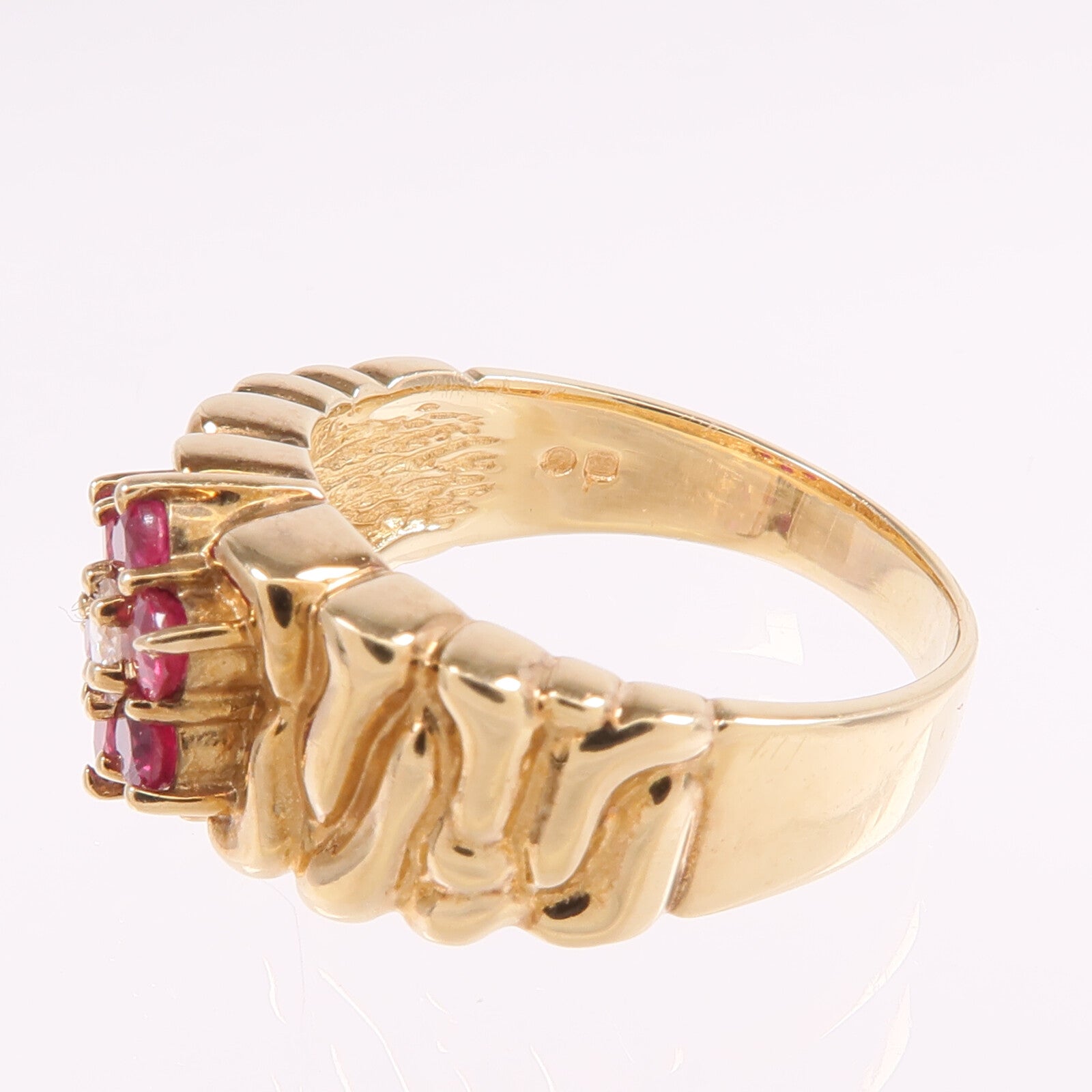 JEWELRY 14K黃金Ruby Diamond Ring紅寶石/鑽石戒指US#6