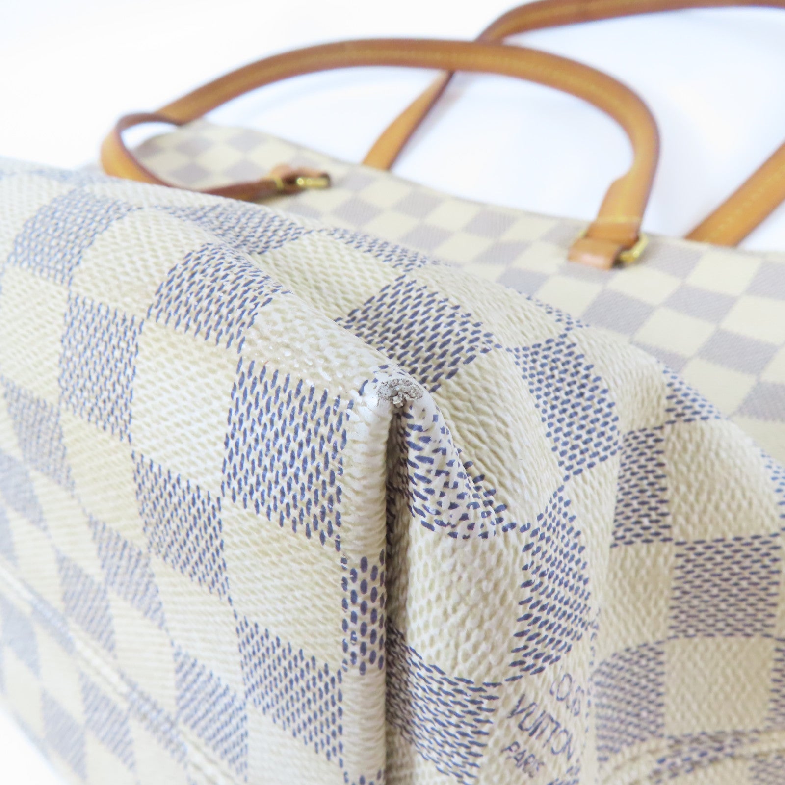 LOUIS VUITTON 【激減優惠】Damier Azur Tote Bag金扣肩背袋白色