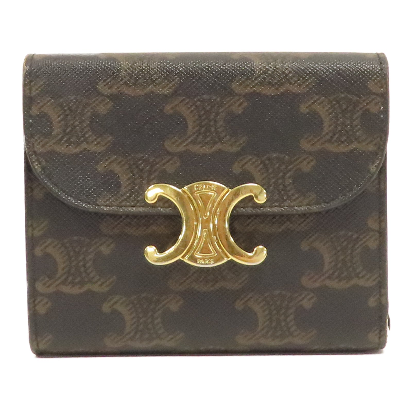 CELINE 塗層帆布Wallet金扣錢包啡色