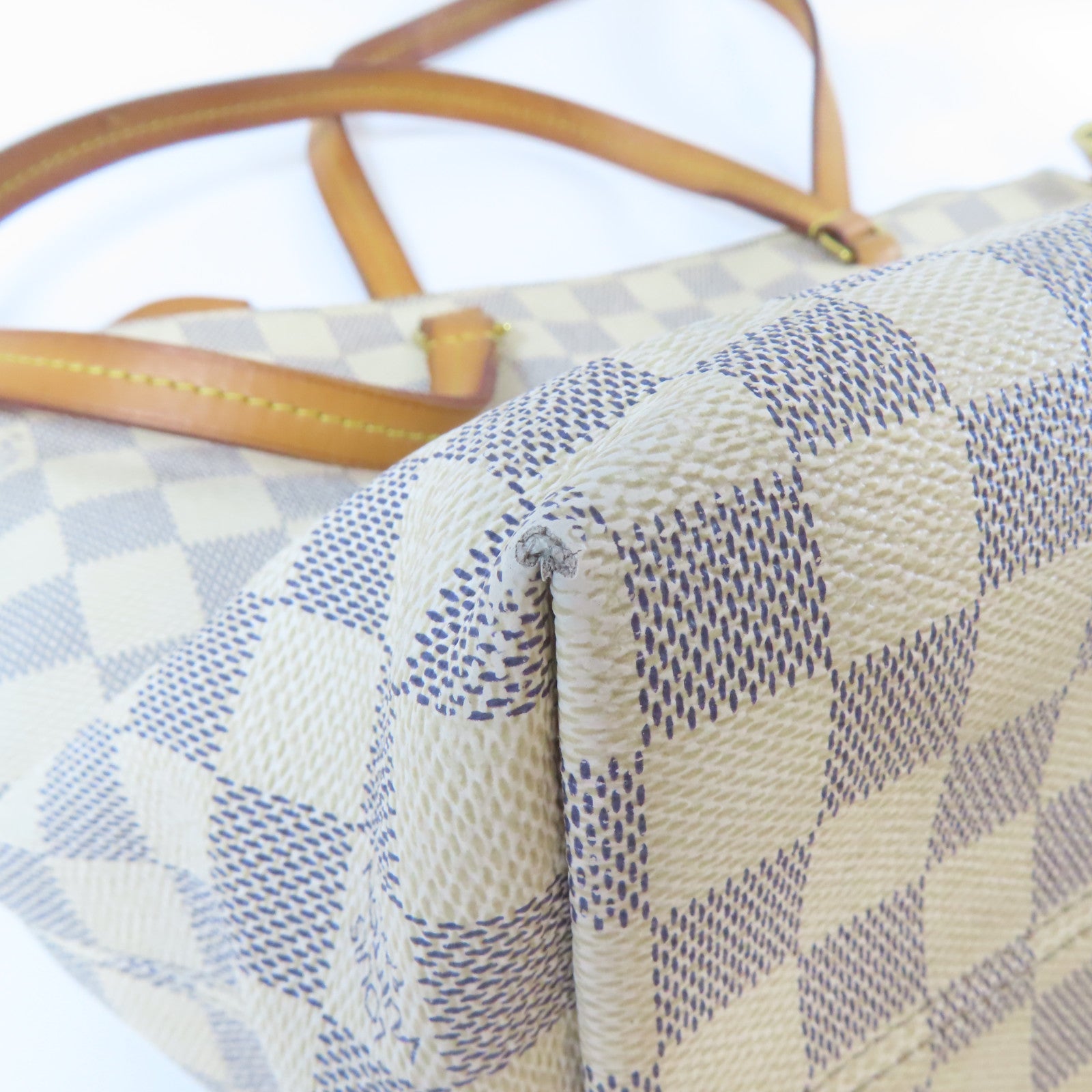LOUIS VUITTON 【激減優惠】Damier Azur Tote Bag金扣肩背袋白色
