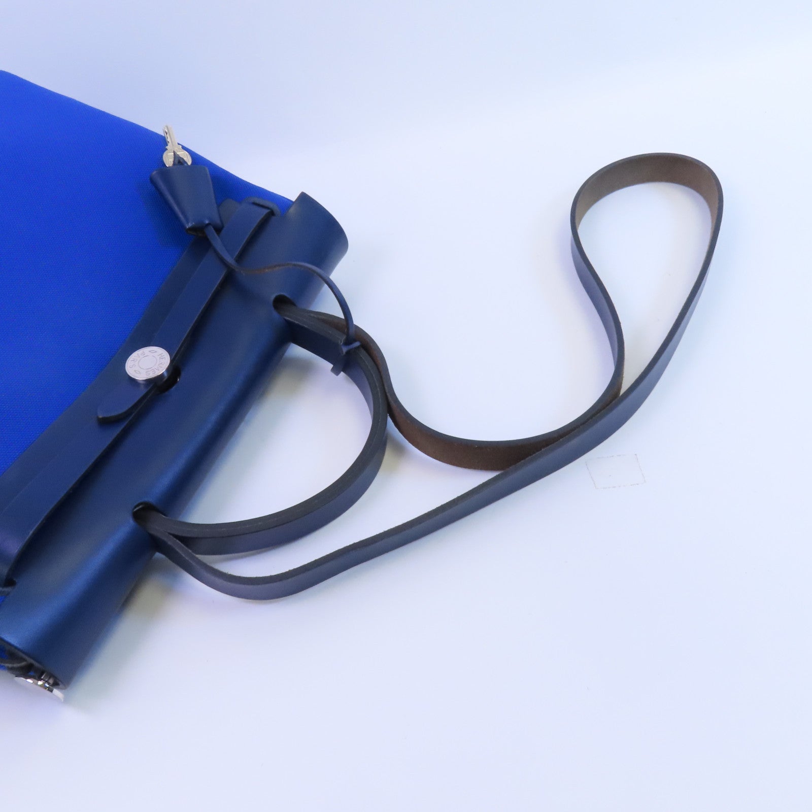 HERMES Toile H帆布Herbag PM銀扣手挽肩背兩用袋