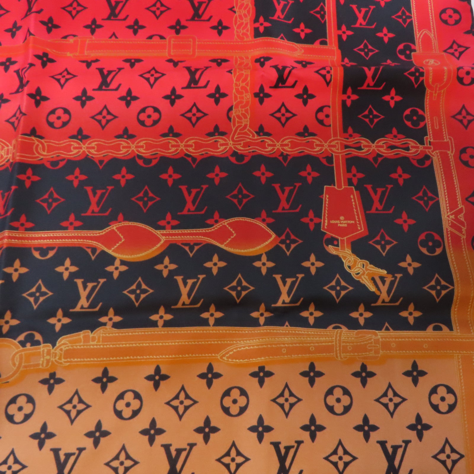 LOUIS VUITTON 絲質Rising Confidential Scarf絲巾紅色/黑色/粉紅色/橙色