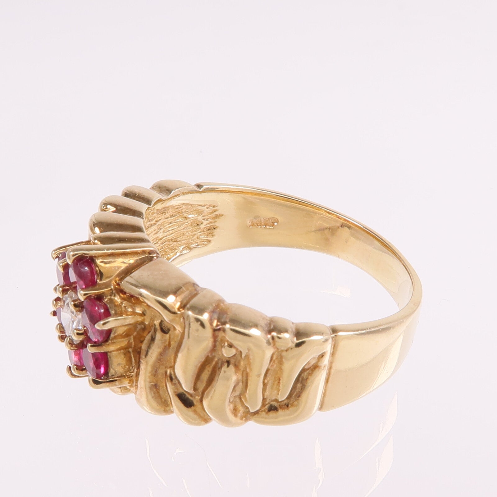 JEWELRY 14K黃金Ruby Diamond Ring紅寶石/鑽石戒指US#6