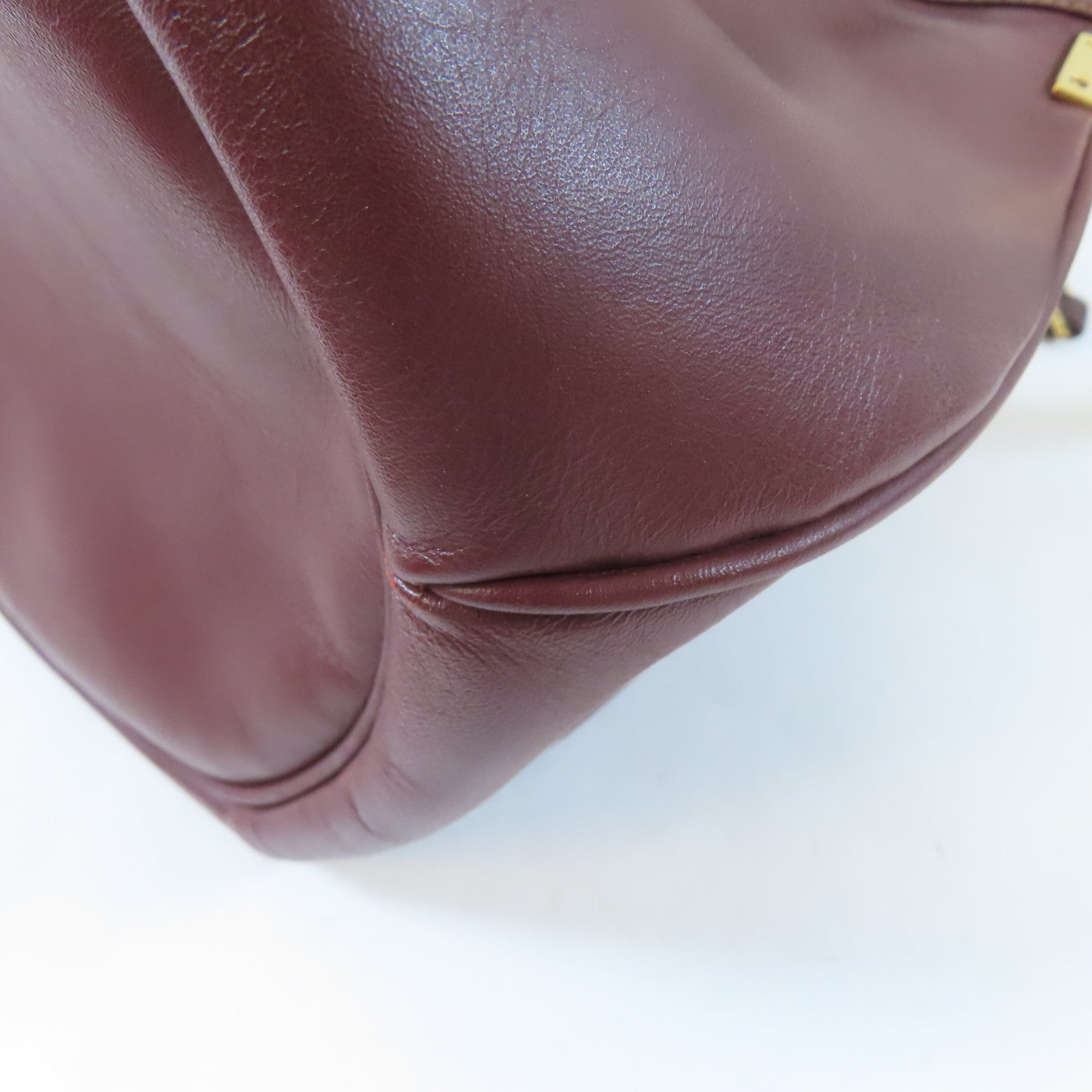CARTIER 牛皮皮革Bucket Bag金扣肩背袋啡紅色