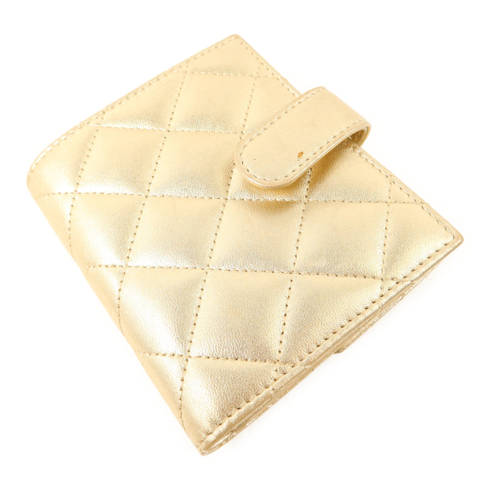 CHANEL 牛皮皮革Bifold Wallet金扣錢包