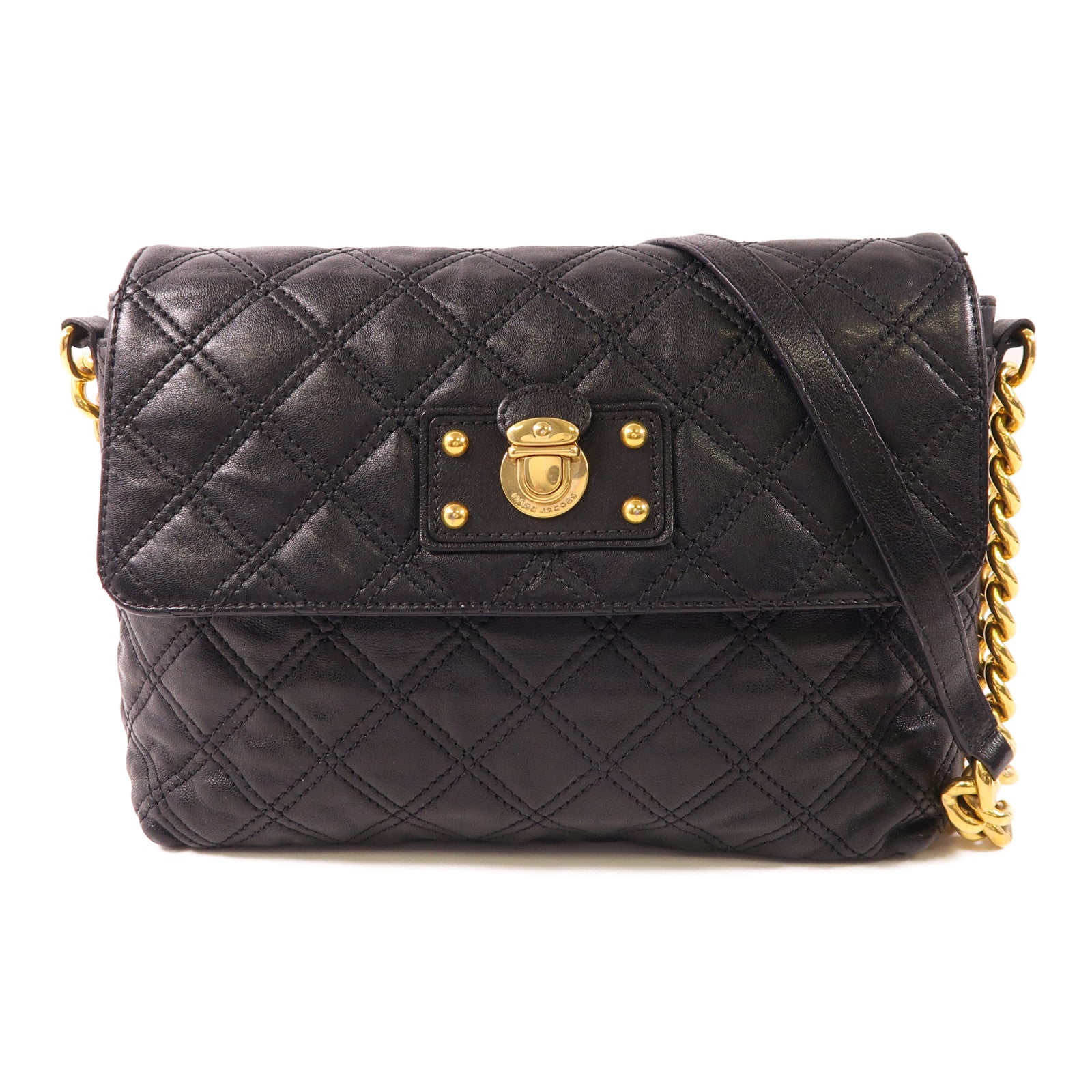 MARC JACOBS 【激減優惠】牛皮皮革Chain Shoulder金扣鏈帶肩背袋