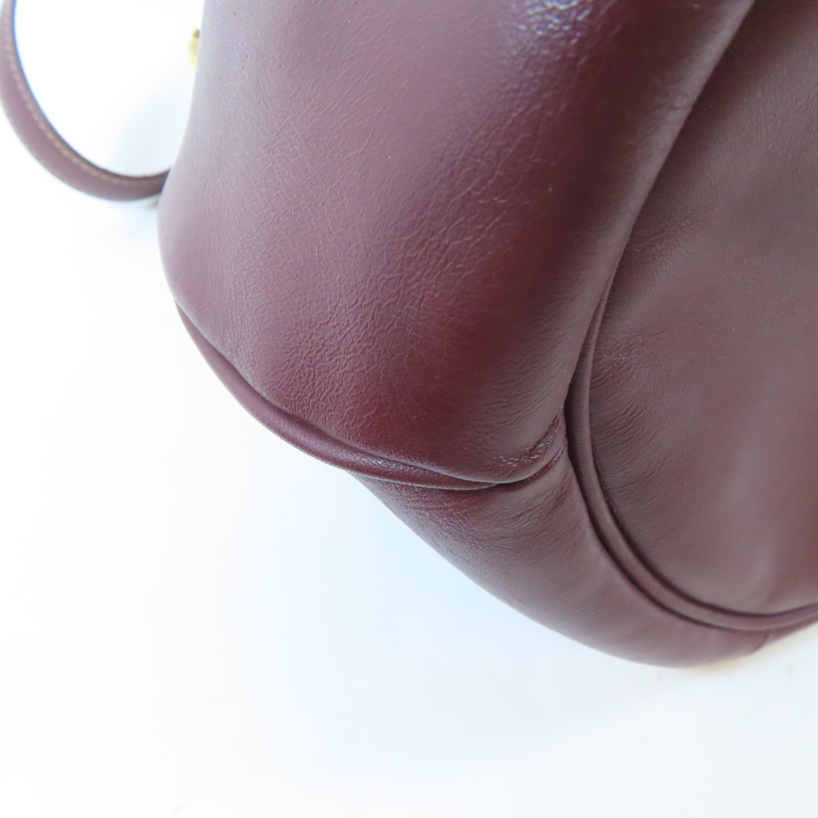 CARTIER 牛皮皮革Bucket Bag金扣肩背袋啡紅色