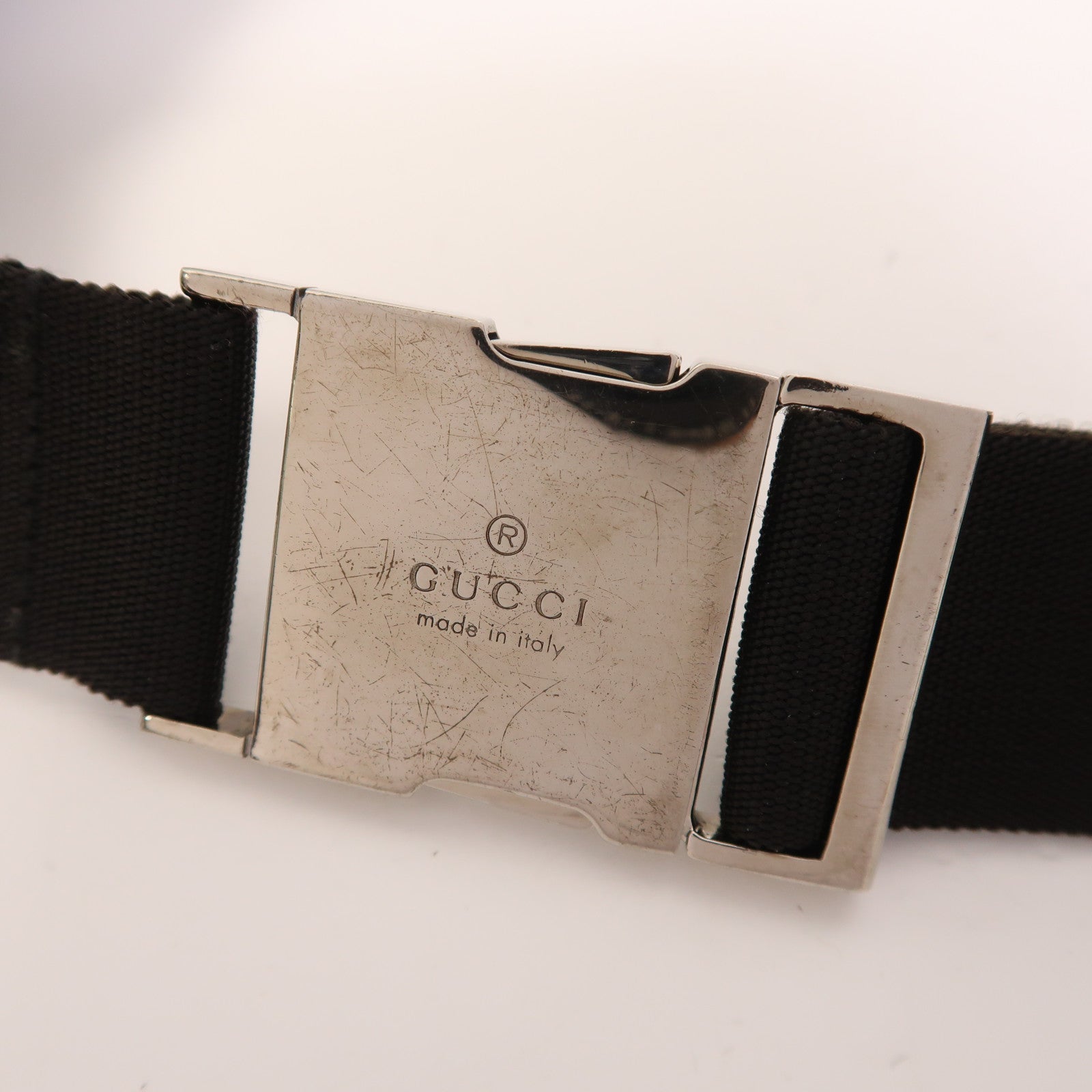 GUCCI 帆布Waist Bag銀扣腰包