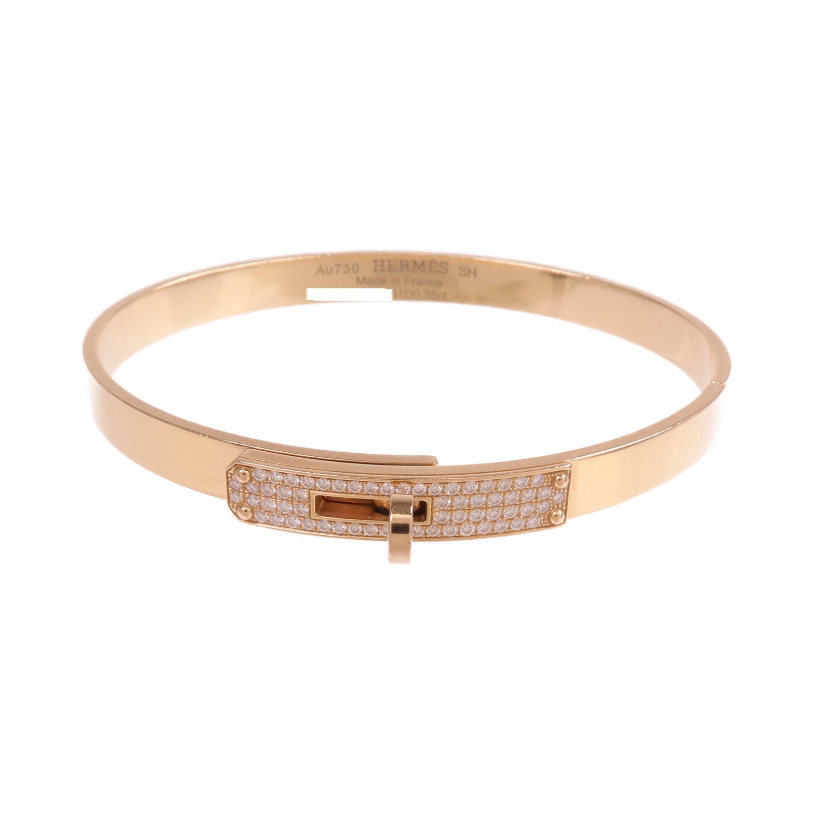 HERMES 18K玫瑰金Kelly Bracelet Small Model鑽石手鐲