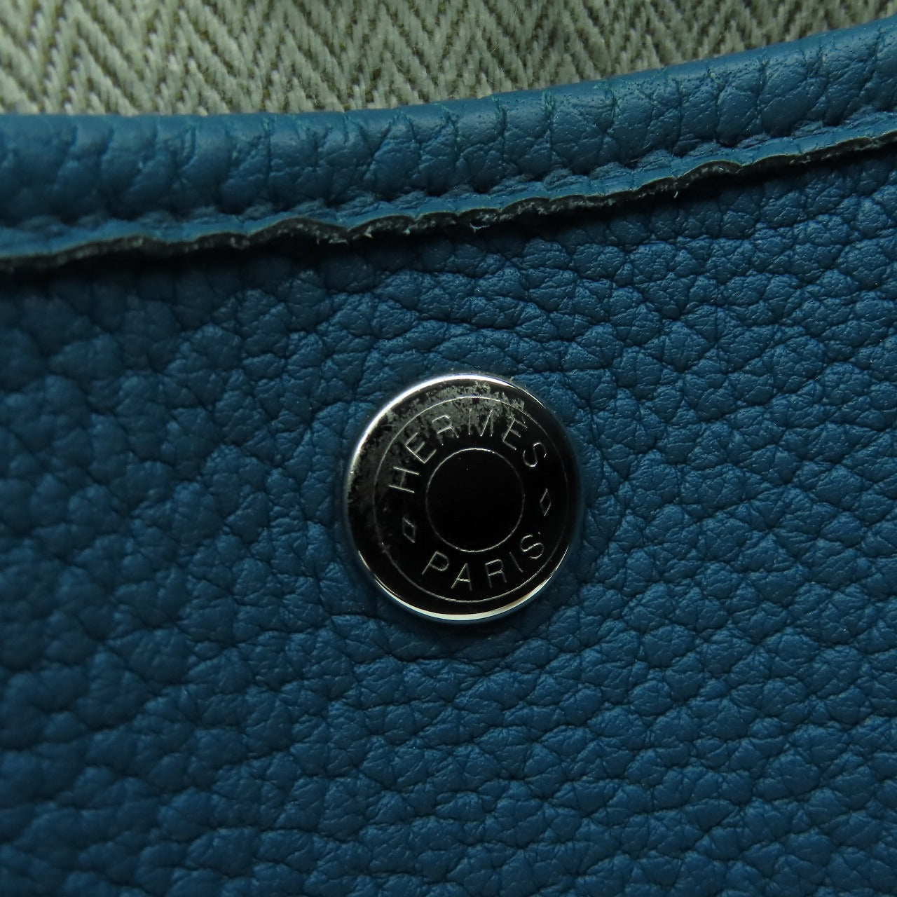 HERMES **【清倉大減價】Negonda皮革GardenParty PM銀扣手挽袋藍色