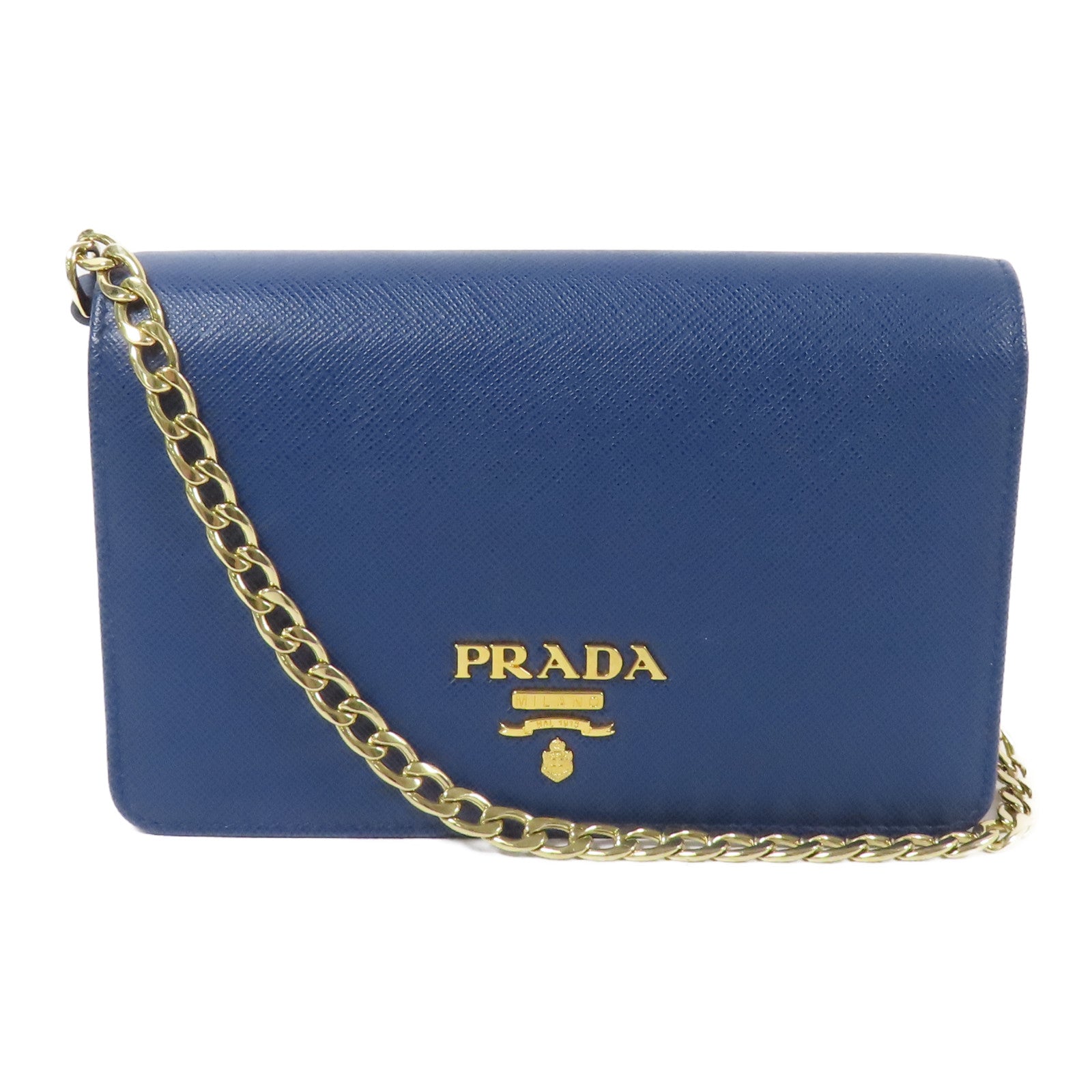 PRADA 牛皮皮革Chain Shoulder Bag金扣鏈帶肩背袋