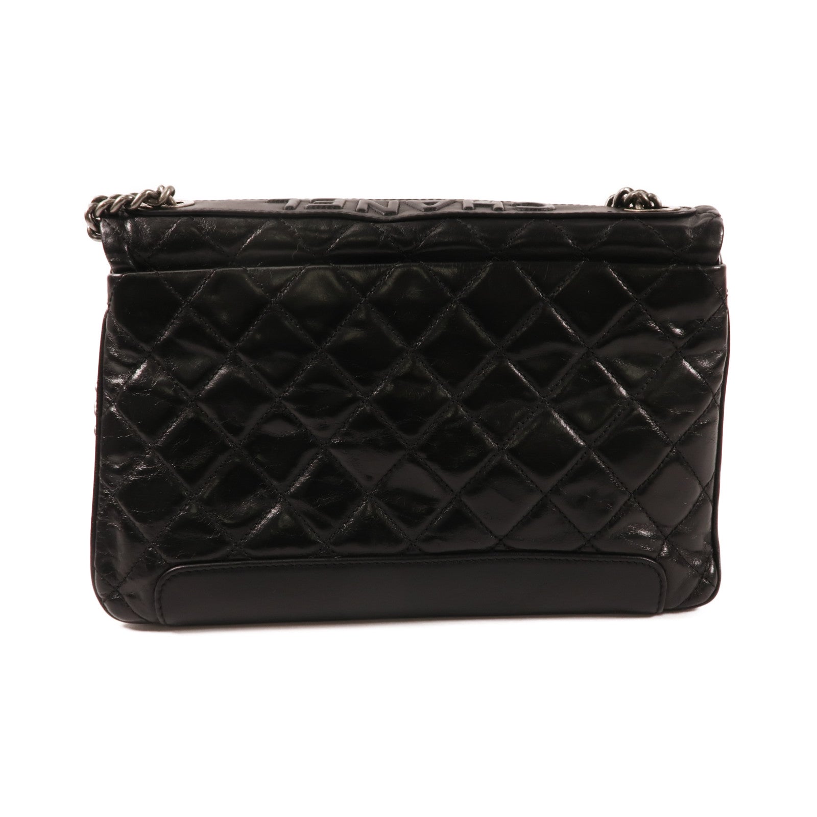 CHANEL 牛皮皮革Chain Shoulder銀扣鏈帶肩背袋
