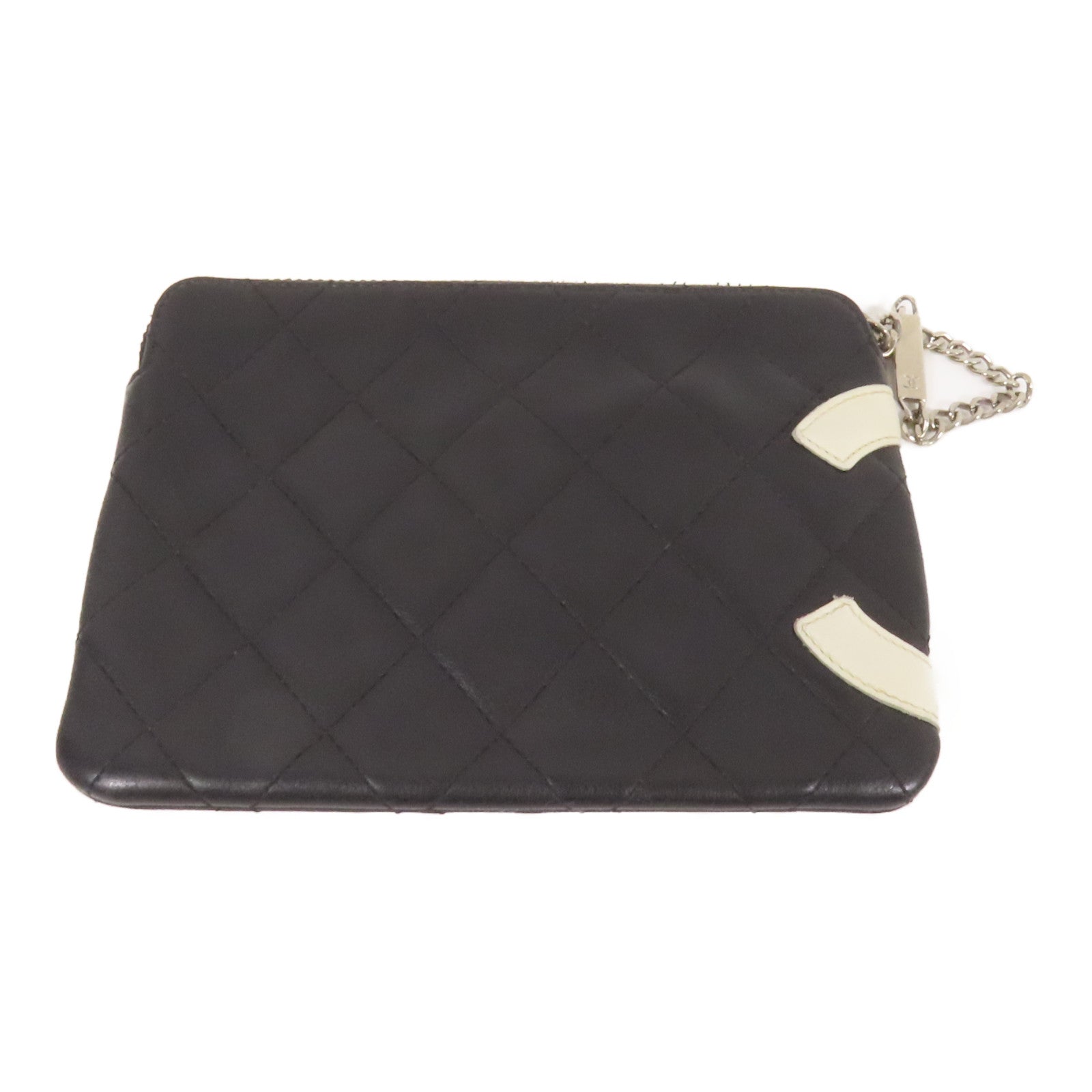 CHANEL 羊皮皮革Pouch銀扣手拿包