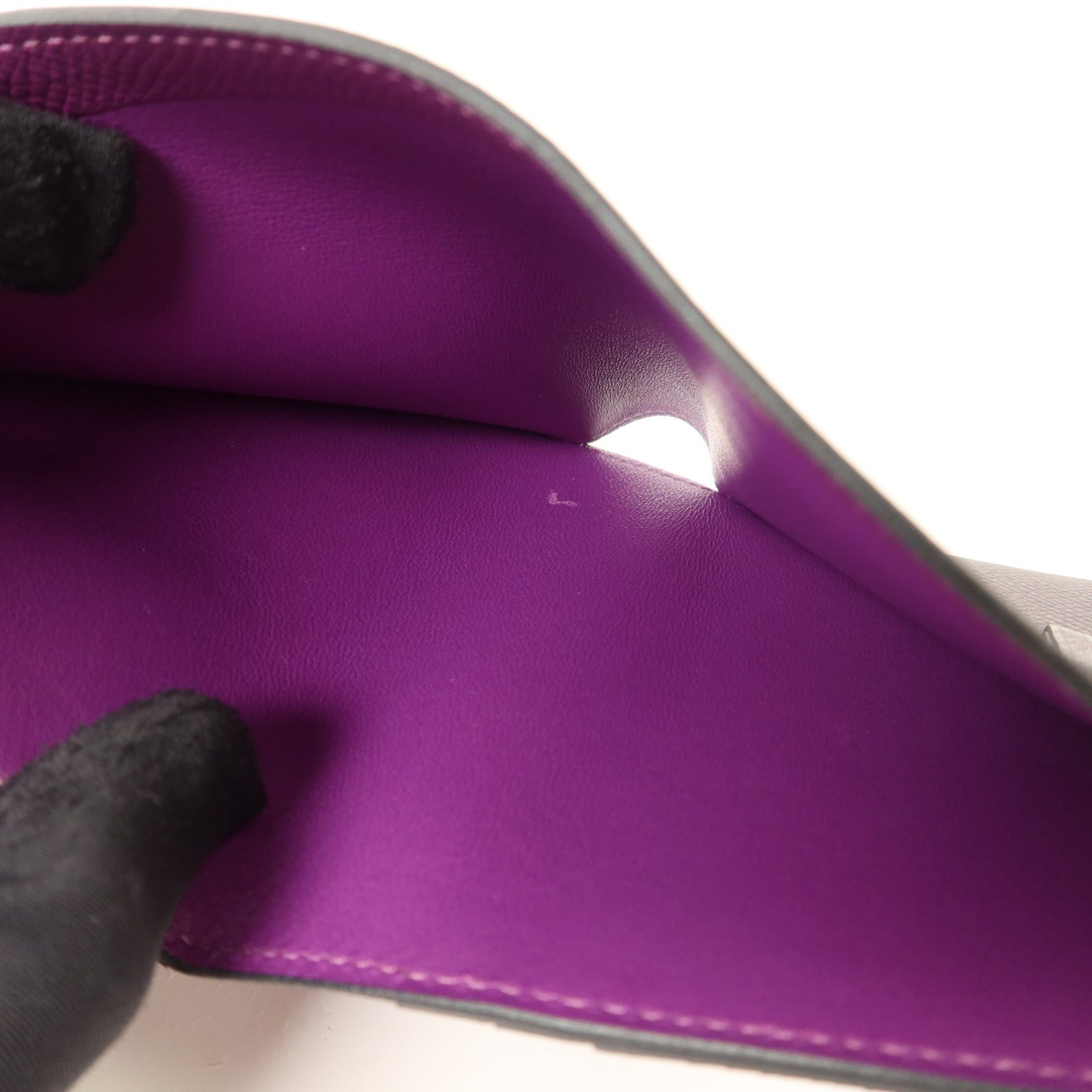 HERMES Epsom皮革Bearn Compact Wallet錢包Anemone/Raisin