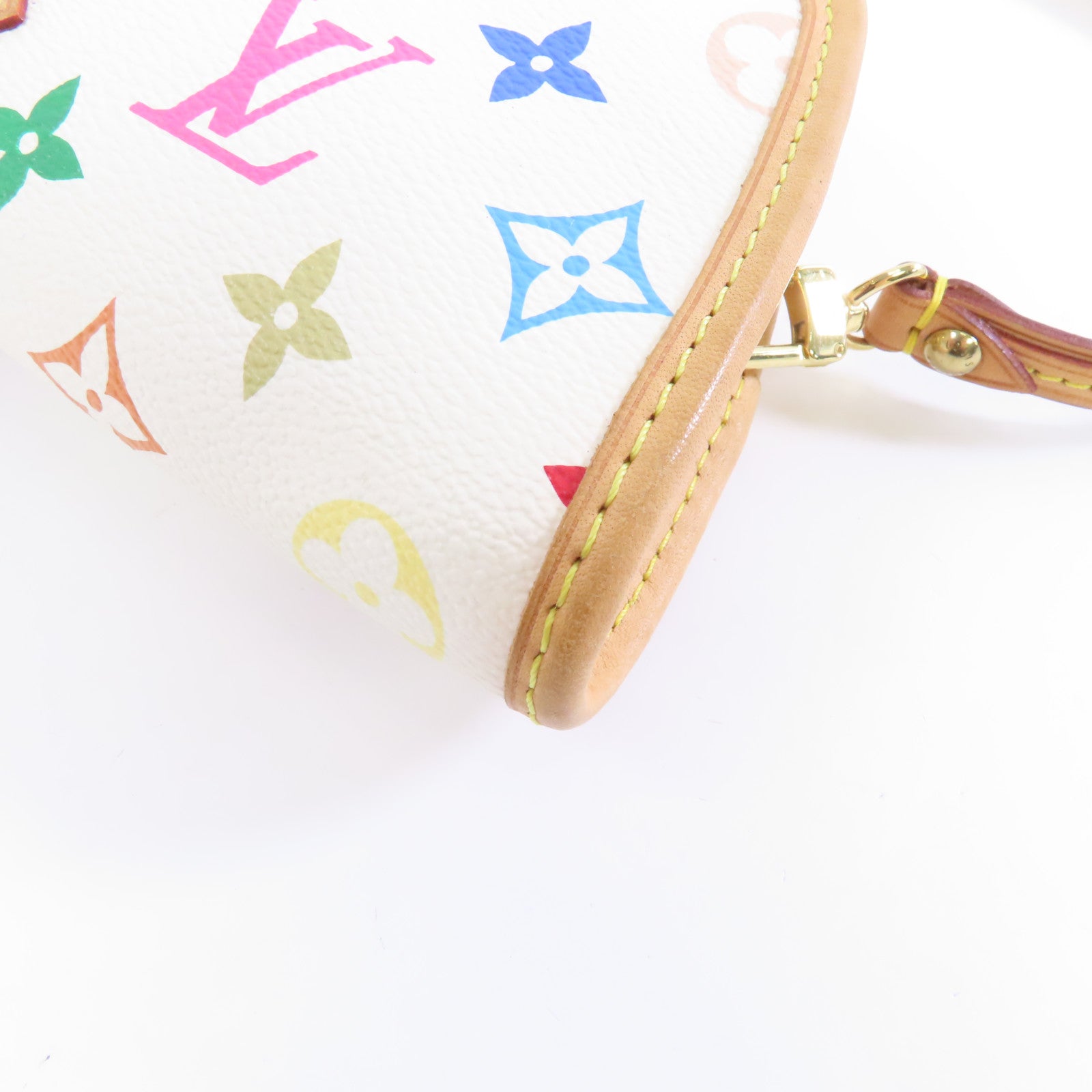 LOUIS VUITTON Monogram Multicolore Shirley金扣手挽袋白色/彩色